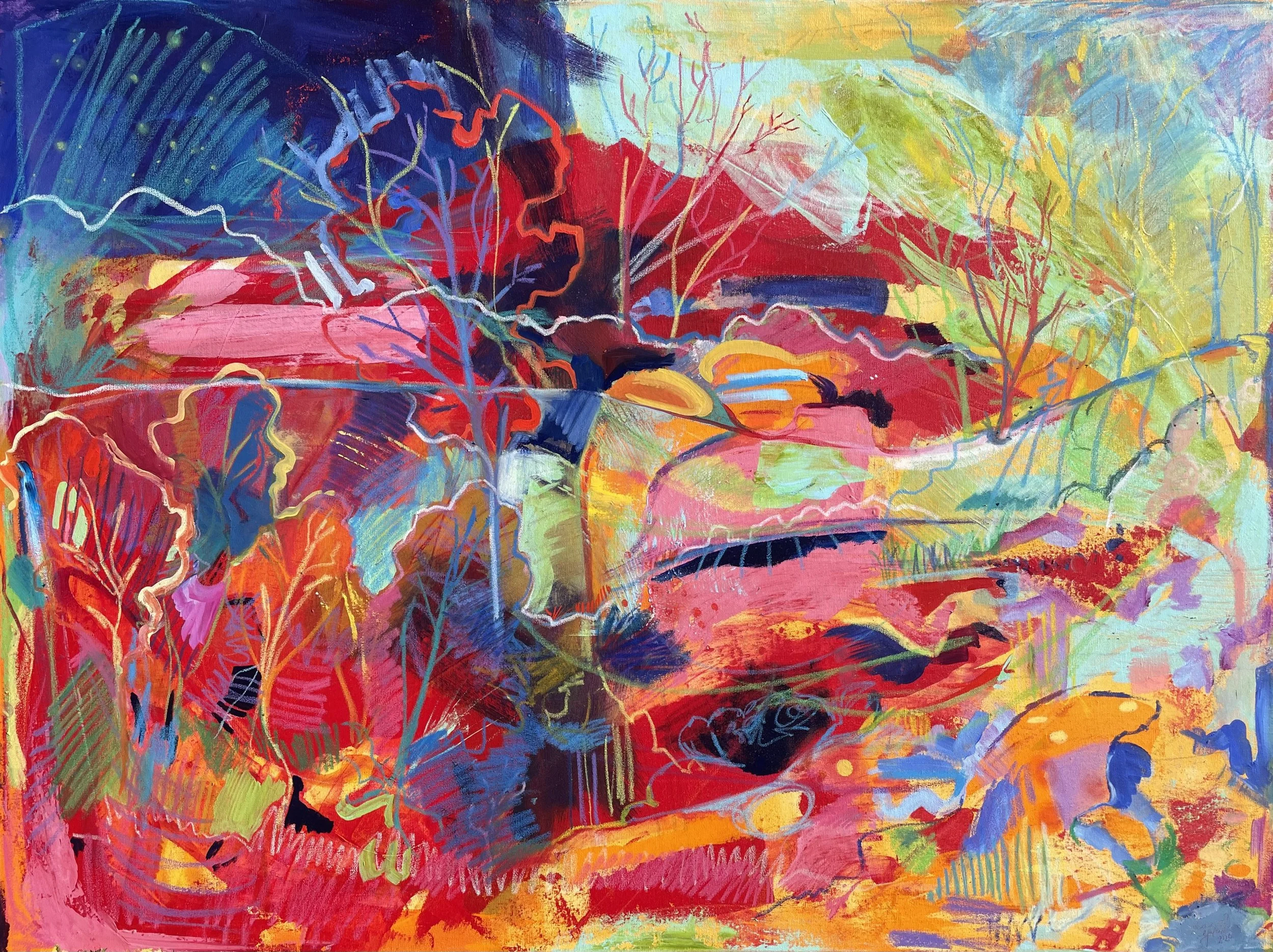 For Those Moments in the Woods, 2025
Acrylic, Oil, and Oil Pastel on Stretched Canvas
36 x 48 in.