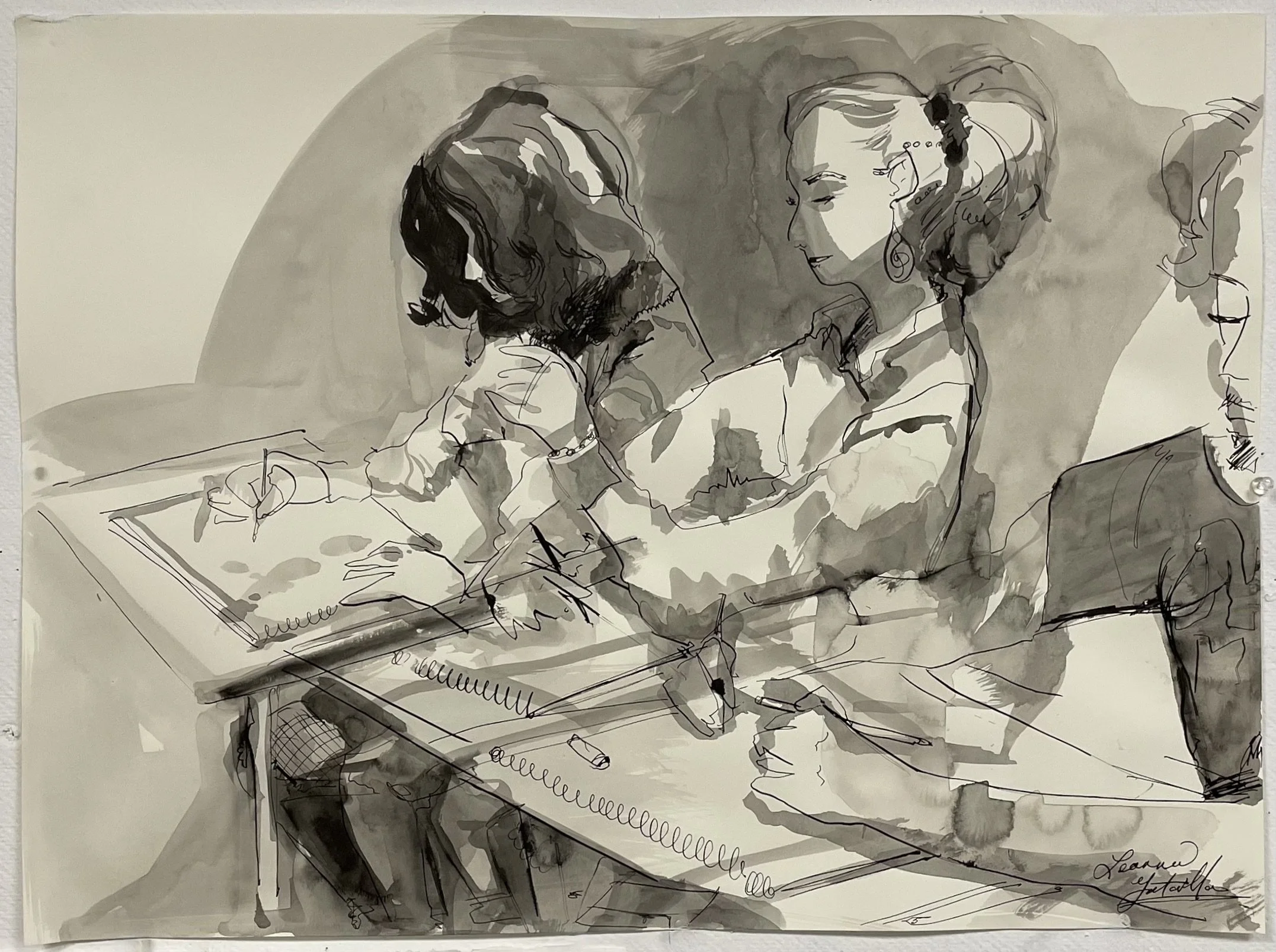 Ink Painting of Figure Drawing Class, 2023
Ink Wash and Ink Dip Pen on Rives BFK
12 x 18 in.