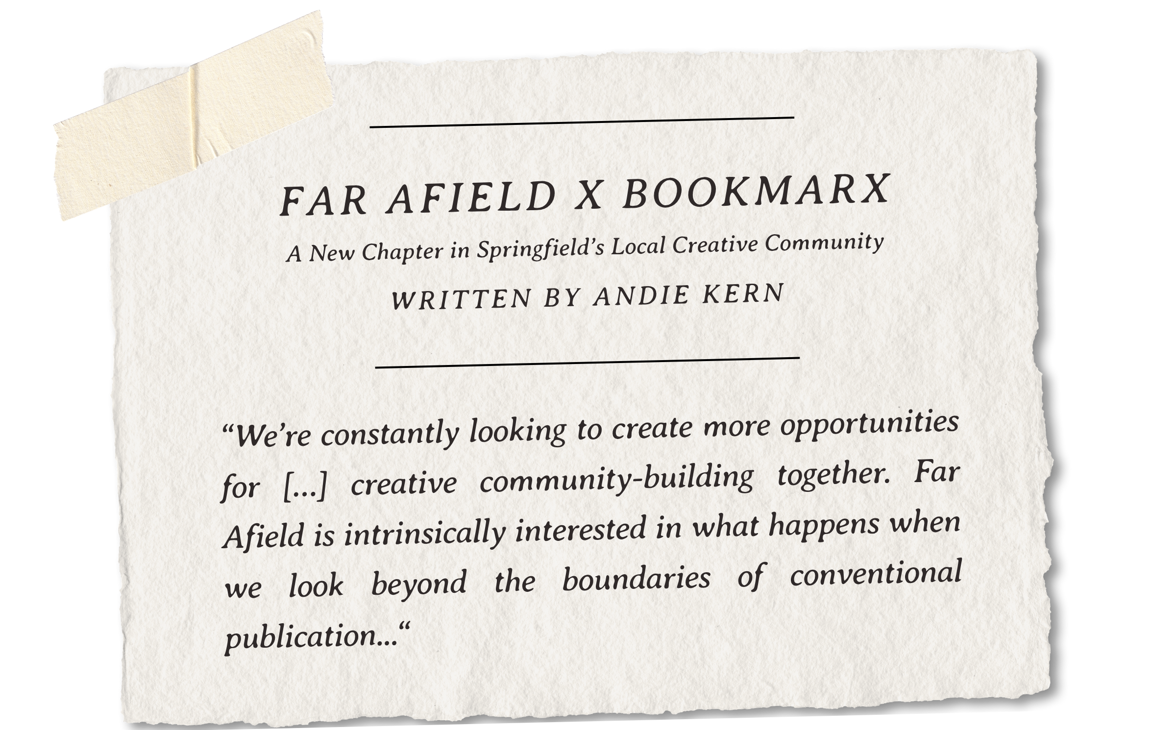 Far Afield x Bookmarx