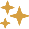 Three gold stars of different sizes on a black background.
