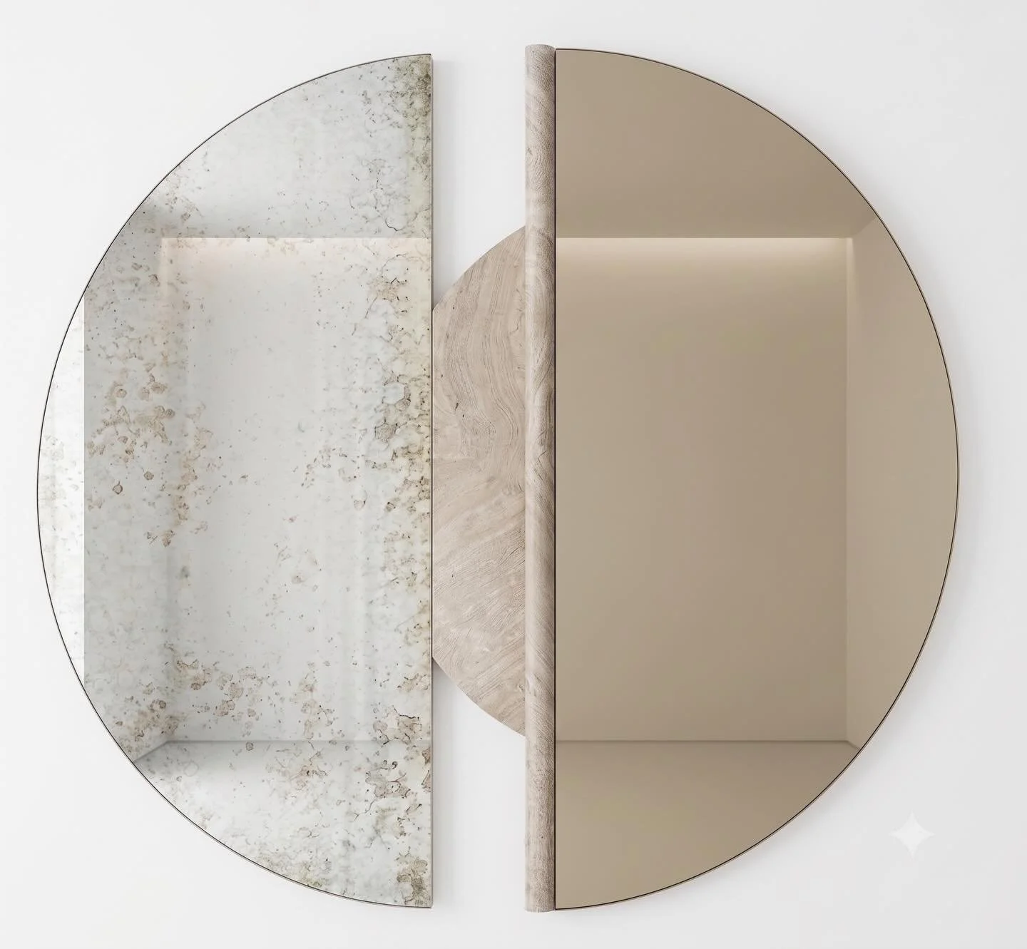 Another Untold Edition, a collaboration between @parts.and.assembly and Untold Editions. This mirror is made from patina glass, bronze glass and natural stone and then lined with suede. Email info@untoldeditions.com for pricing