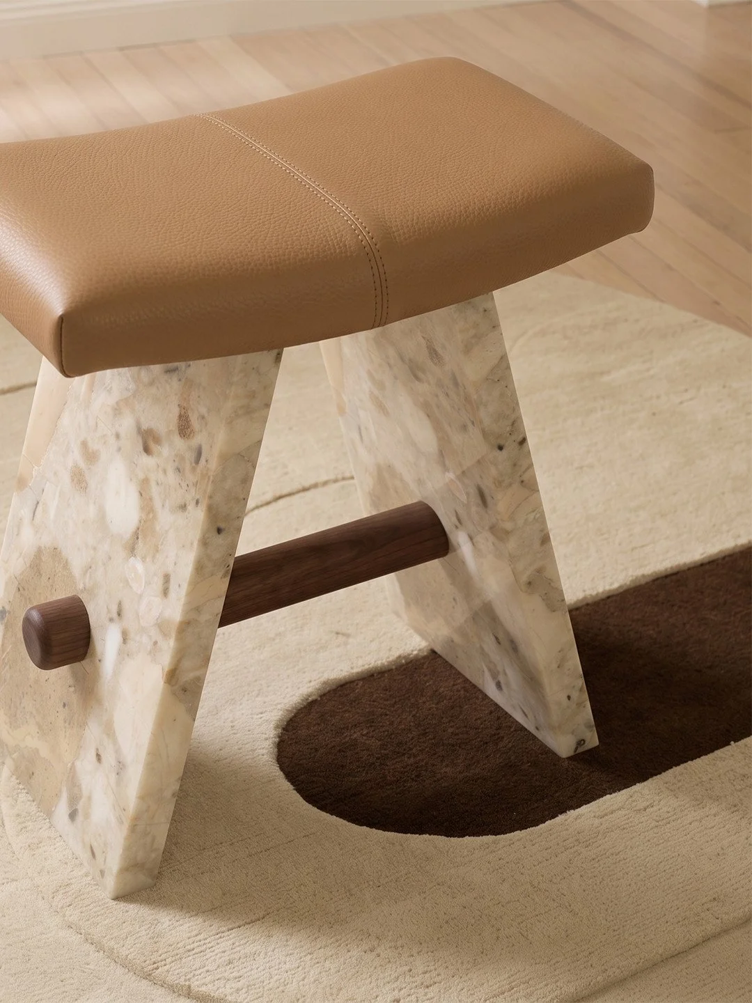 COLINE + MOD.⁠
⁠
The Coline Stool from Alchemy, a new furniture collection by Art + Loom and Manifeste &Eacute;dition, takes a familiar backless silhouette and gives it a much more material point of view. A softly upholstered leather seat rests on an