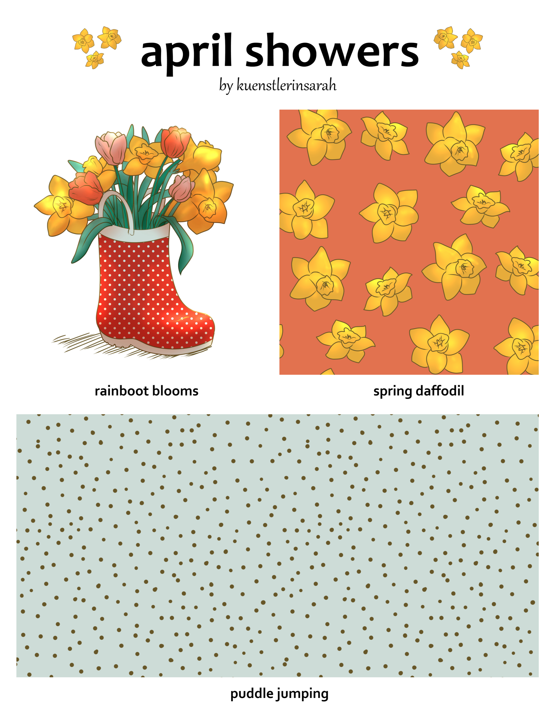 april showers flower power surface pattern hero design tear sheet