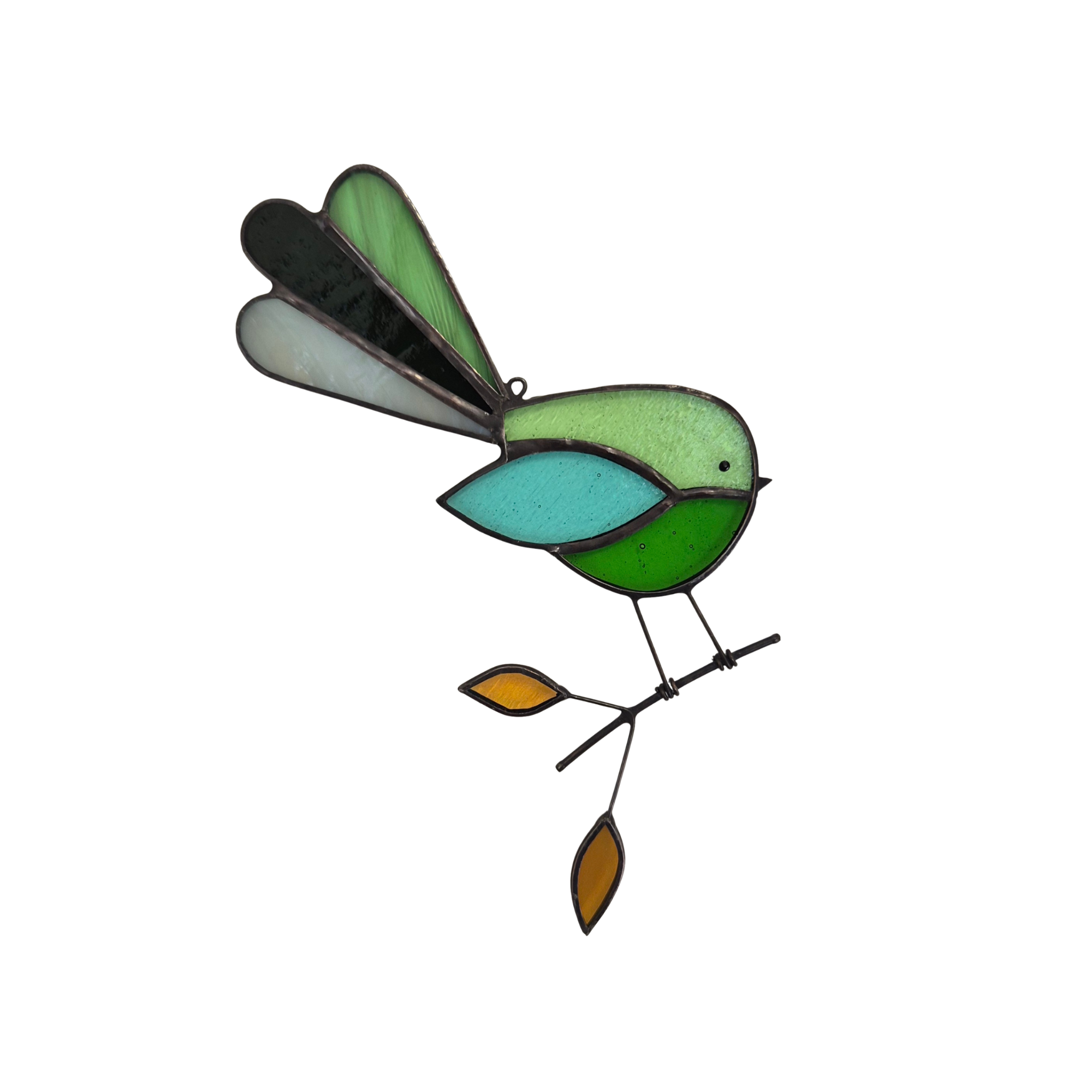 Fantail in greens suncatcher
