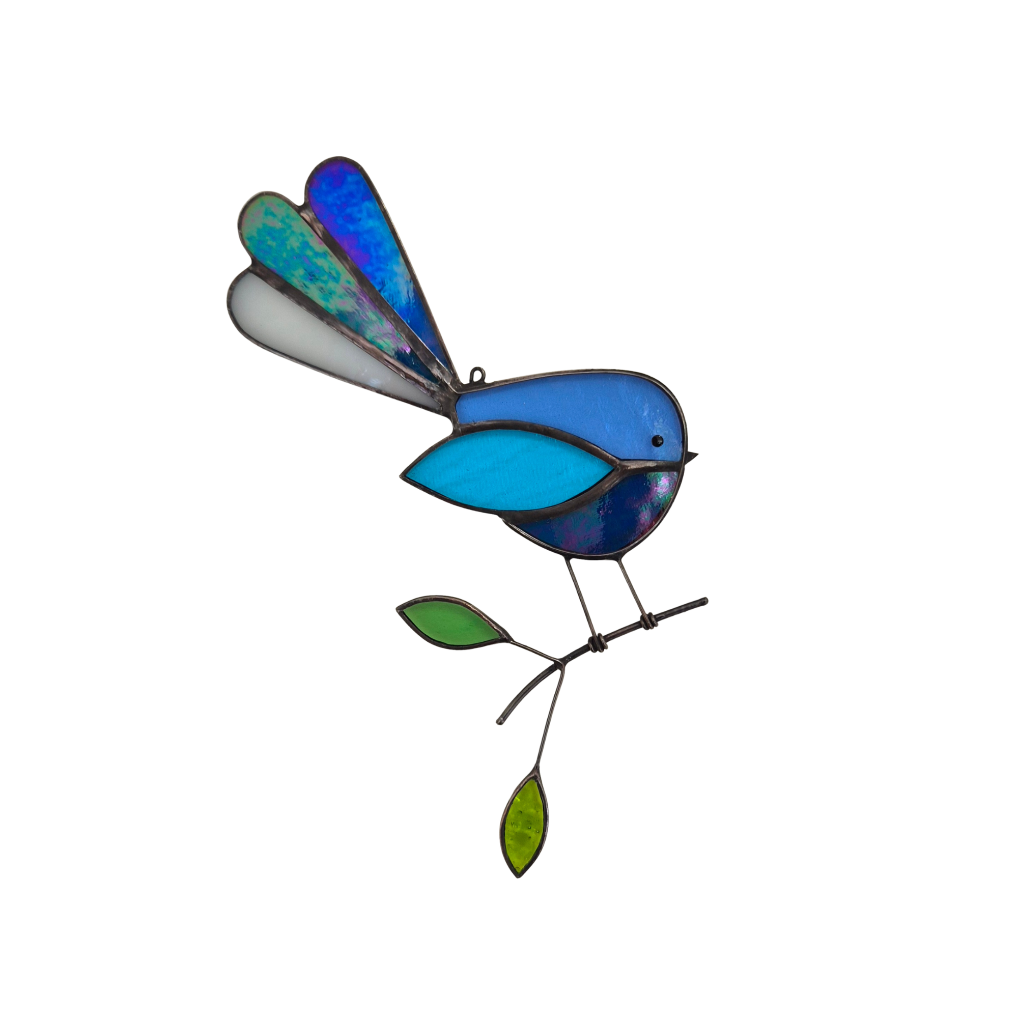 Fantail in blues suncatcher