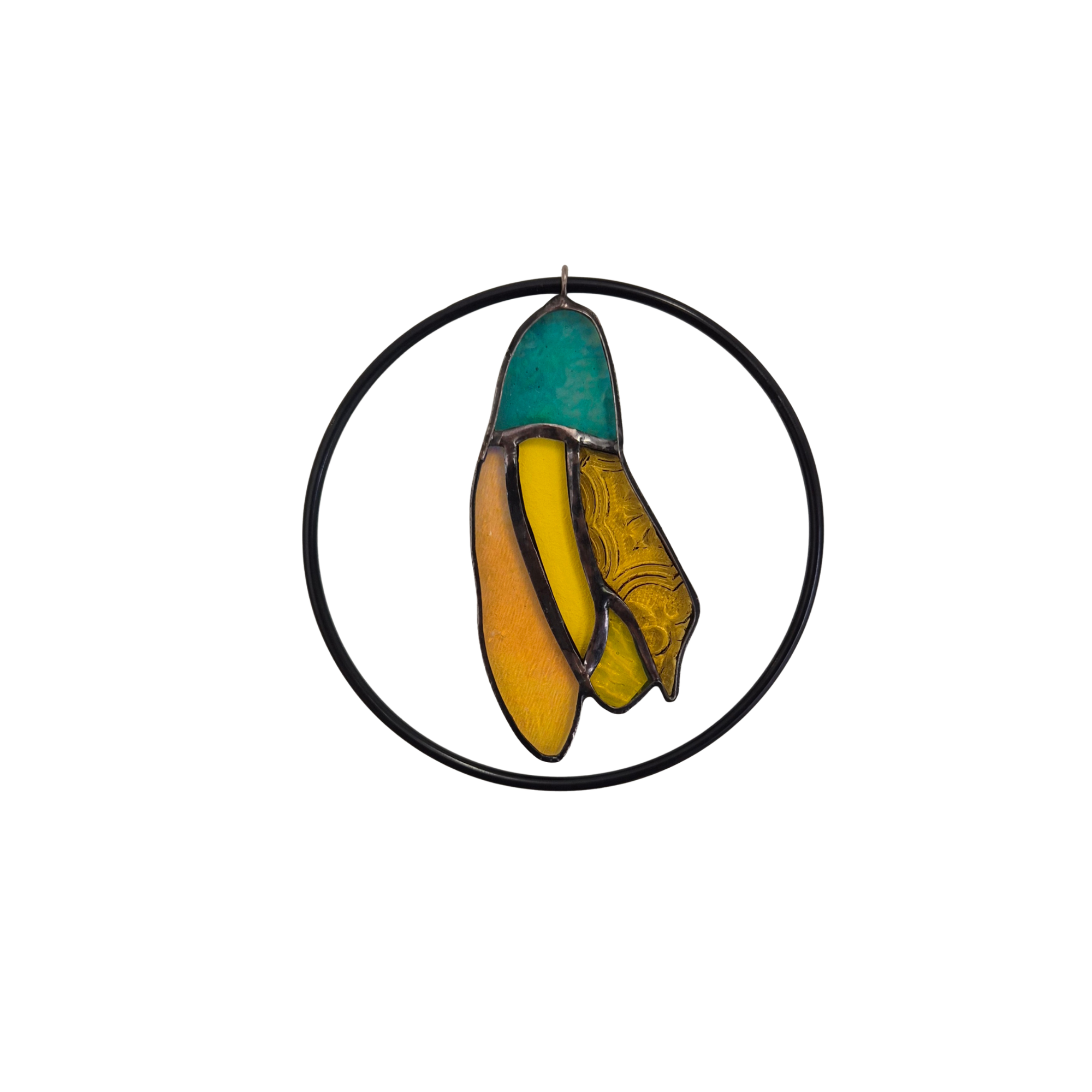 NZ Kowhai in circle suncatcher