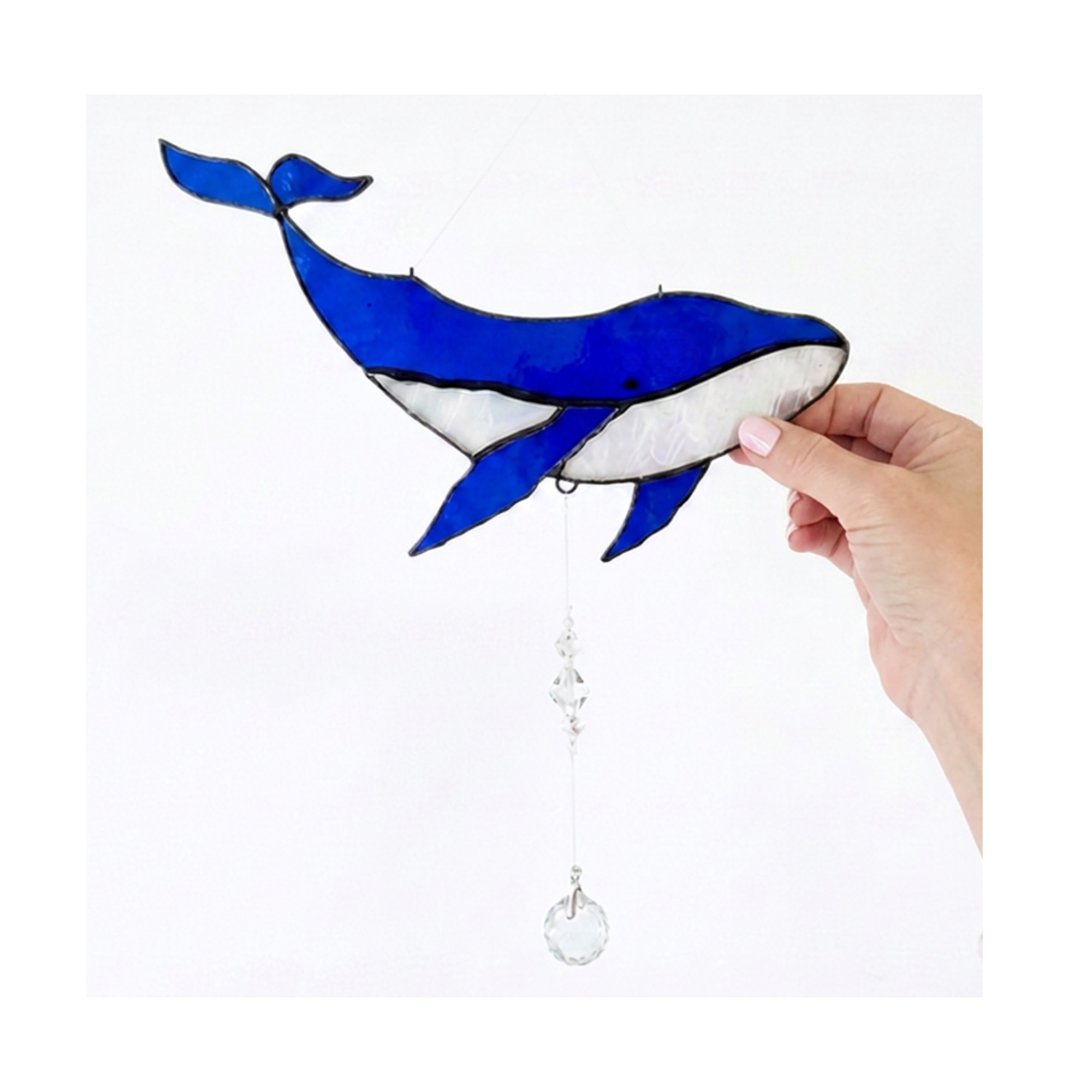 Humpback whale stained glass suncatcher
