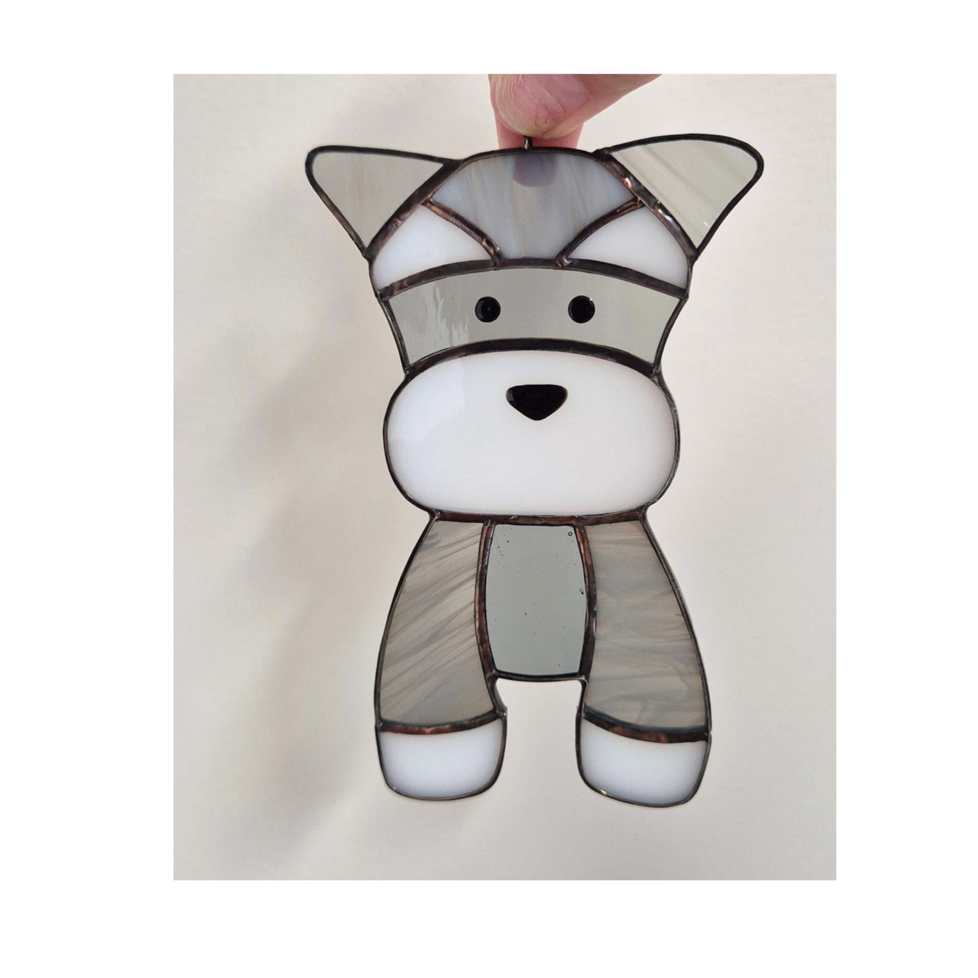 Schnauzer stained glass suncatcher