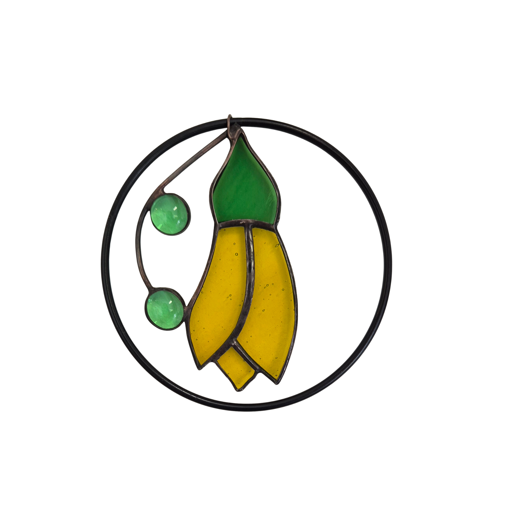 NZ Kowhai in circle suncatcher