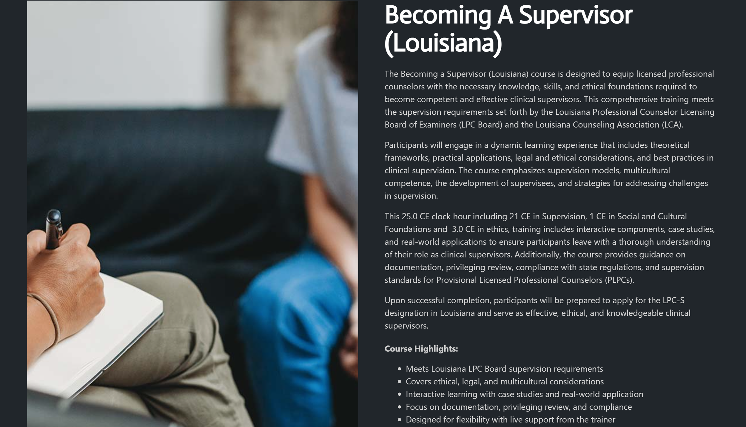 Becoming a Supervisor (Louisiana)