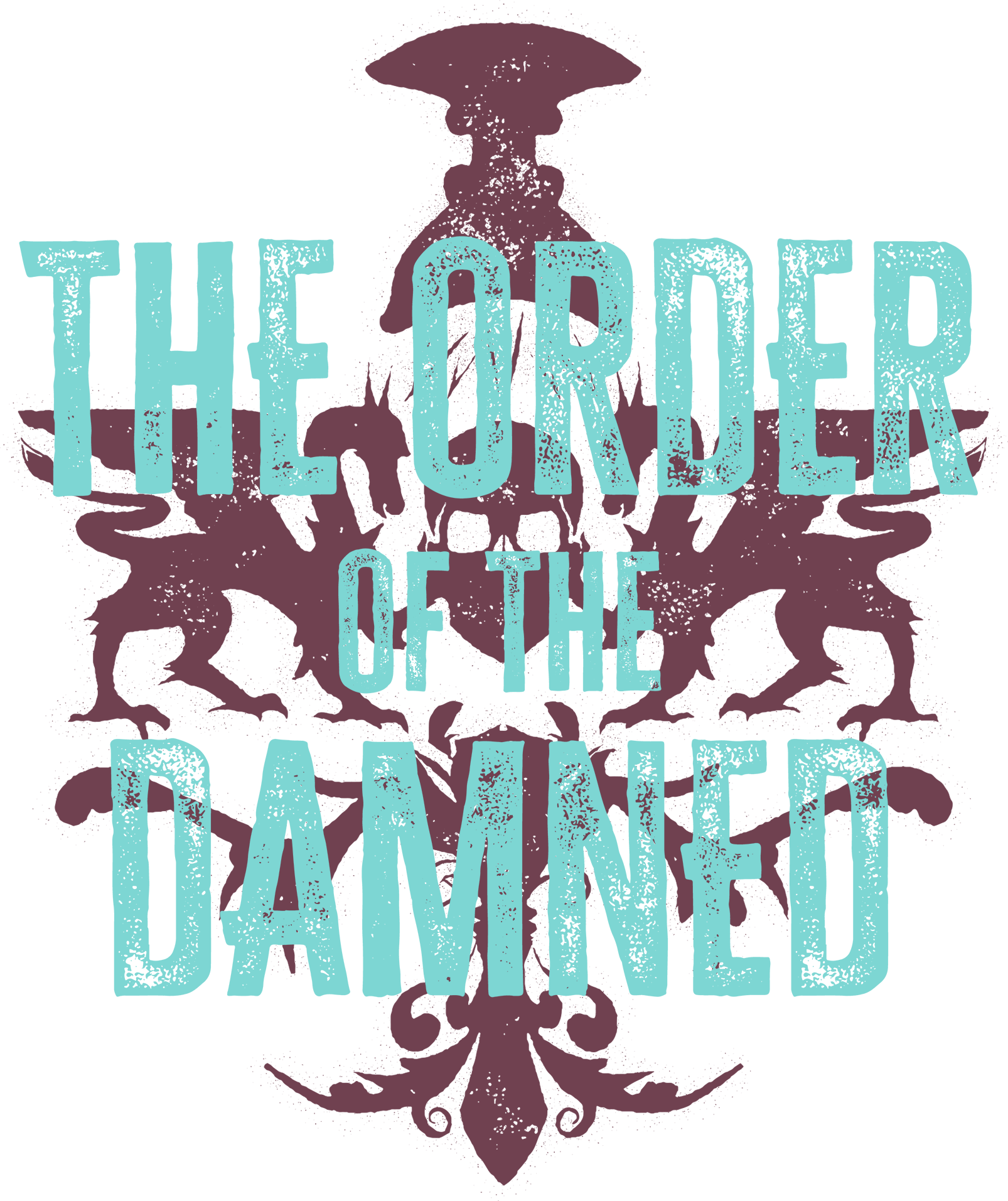 Stylized text reads 'The Courier of the Dead' with a decorative dark maroon skull and crossbones graphic background.