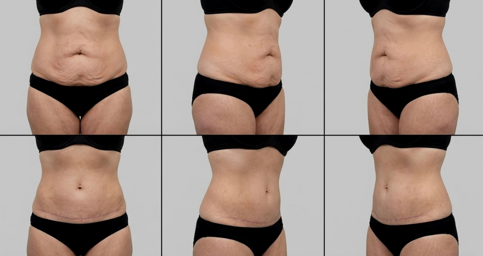 Clinical photographs in Dr Brian Yue’s abdominoplasty before-and-after gallery.