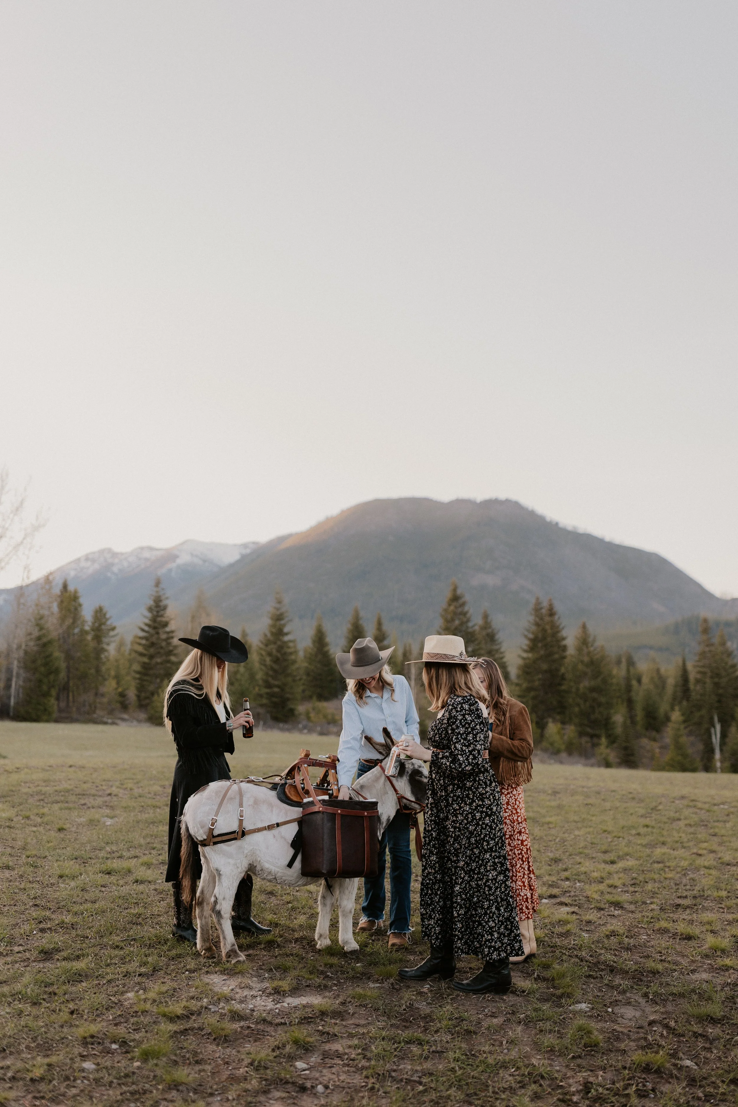 cocktail hour for glacier wedding with montana beer burros