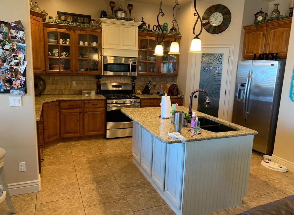 One of my earliest, and favorite jobs! These cabinets needed a refinish, but the client wanted the design, and windows to remain original. We removed the glass panes, thoroughly cleaned crevices sanded and refinsihed the solid hickory cabinets, refre