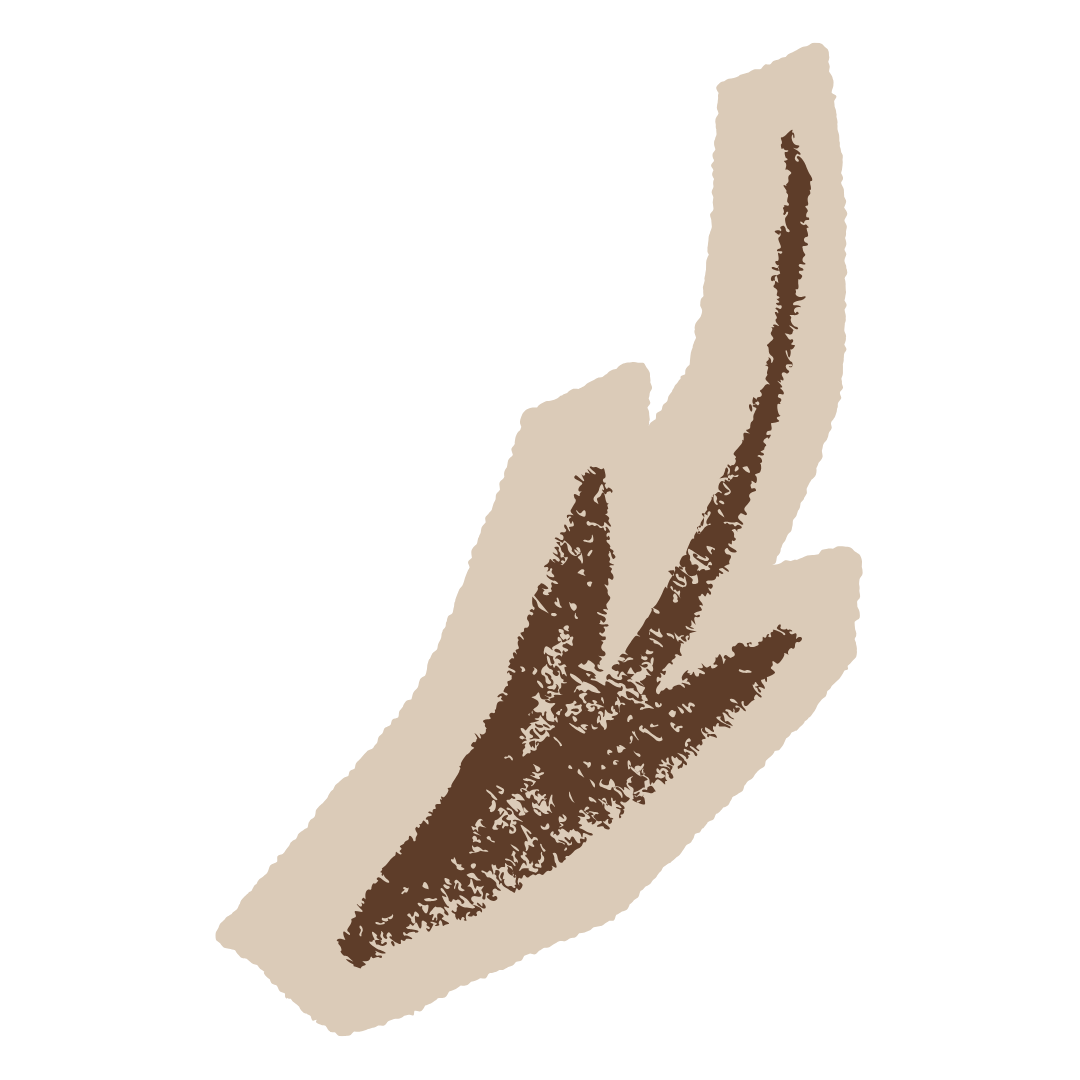 One brown arrow pointing down and to the right on a beige background.