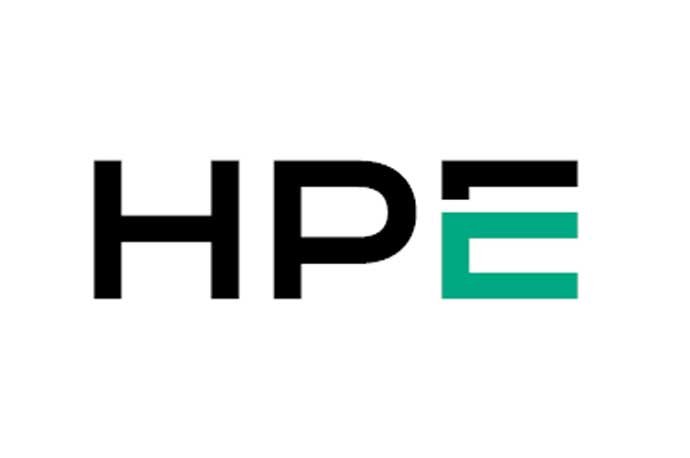 HP logo with black and green letters on a white background