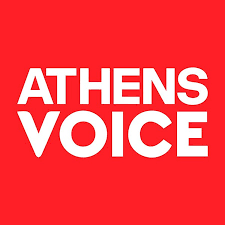 Red background with white text reading 'ATHENS VOICE'