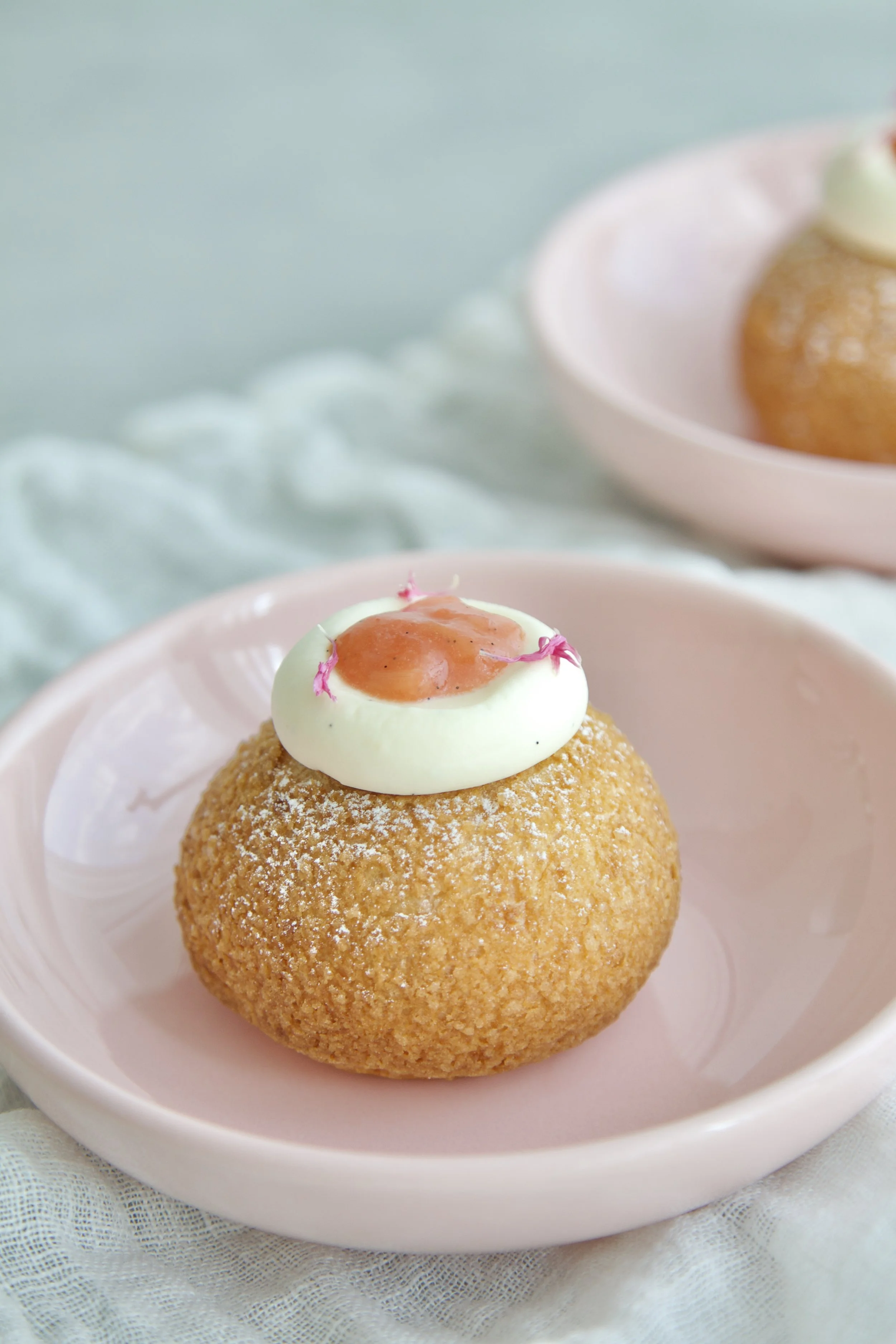 Rhubarb Vanilla choux pastries
