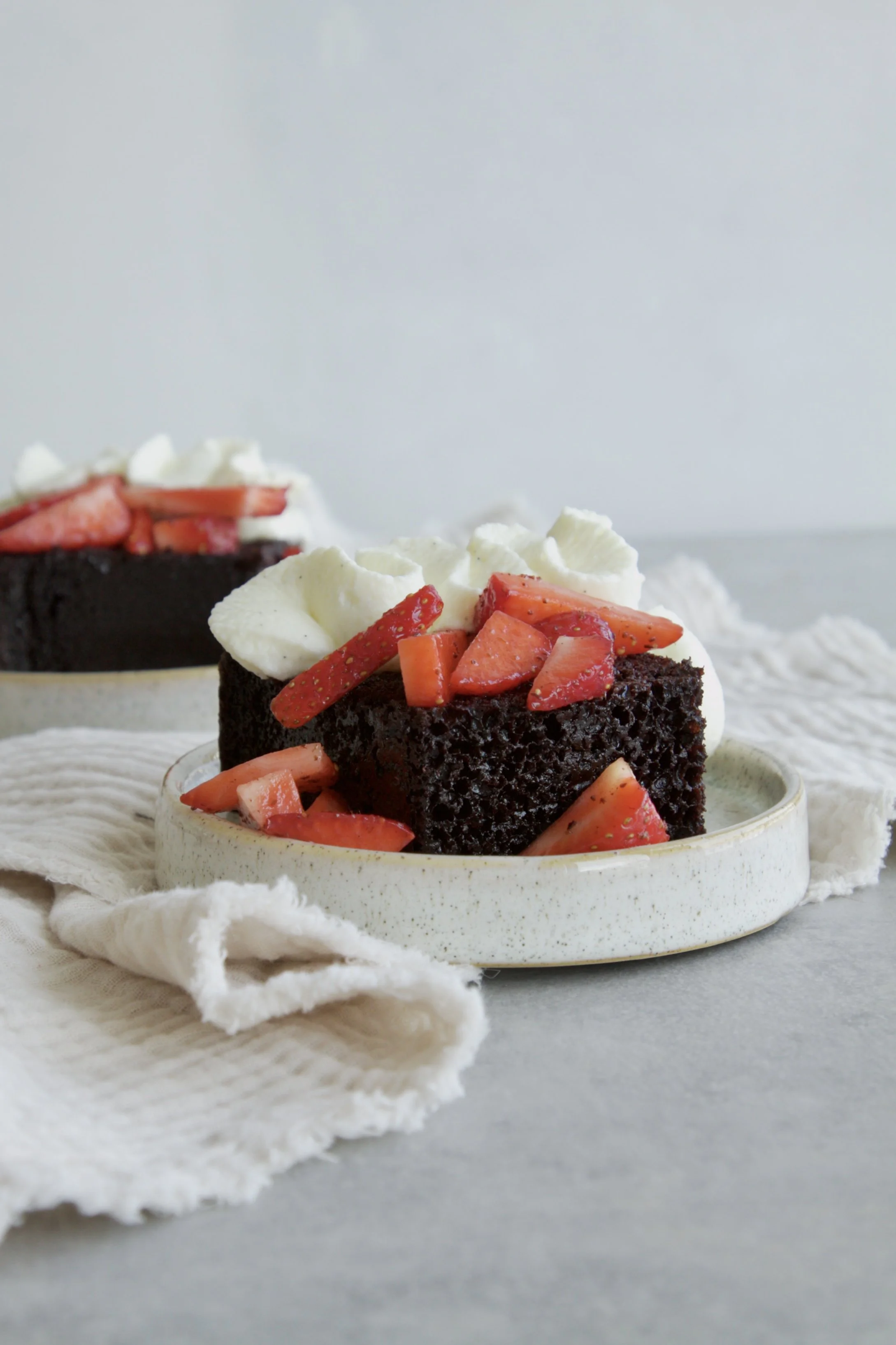 Super moist chocolate cake with vanilla mascarpone cream &amp; strawberries