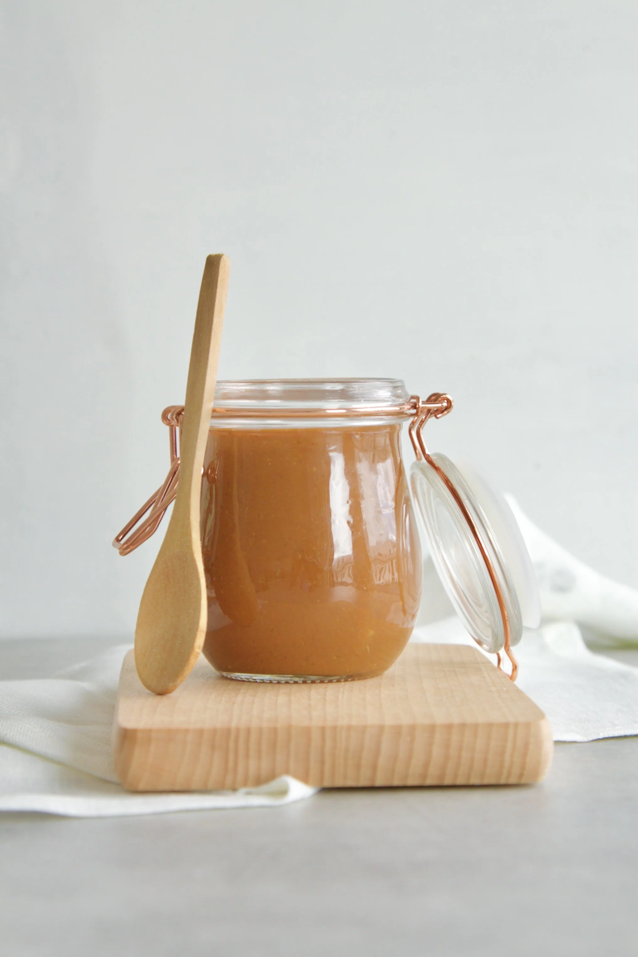small jar filled with salted vanilla caramel sauce