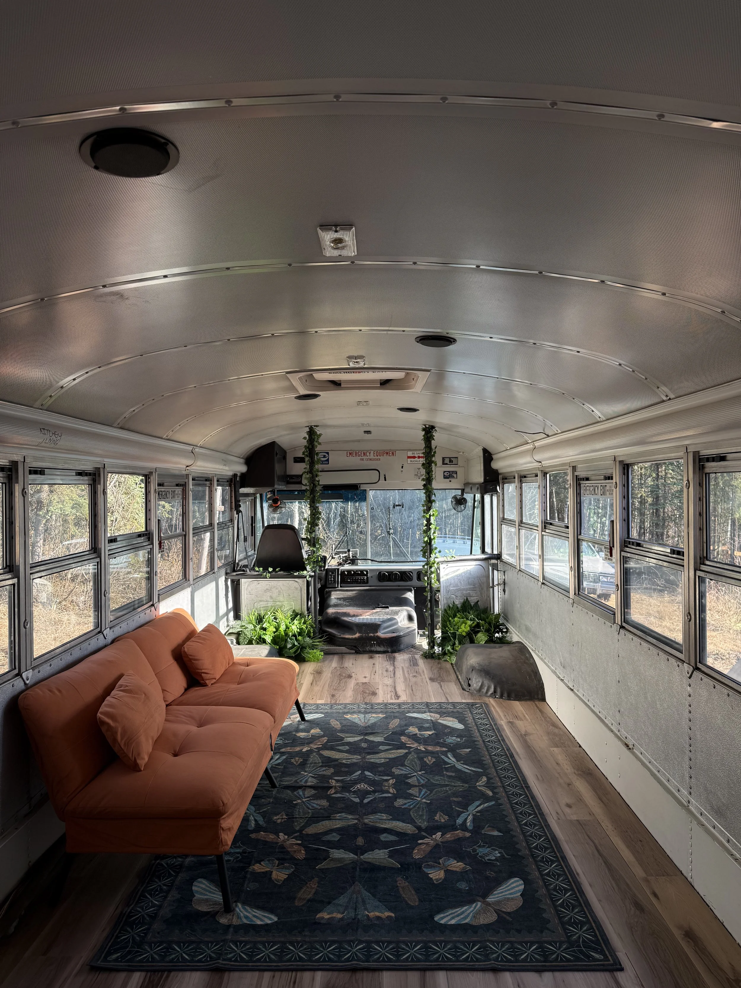 This is the inside of my studio! I converted a 40ft bus this spring to have my own space for all of my hobbies. Follow my social media to see the progress!