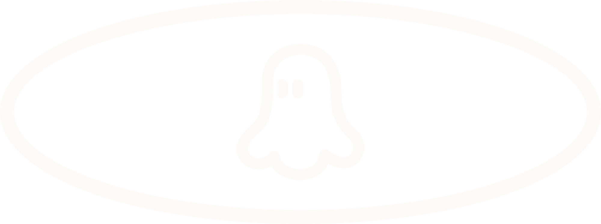 Ein schwarz-weißes Symbol eines Geistes innerhalb eines ovalen Rahmens.