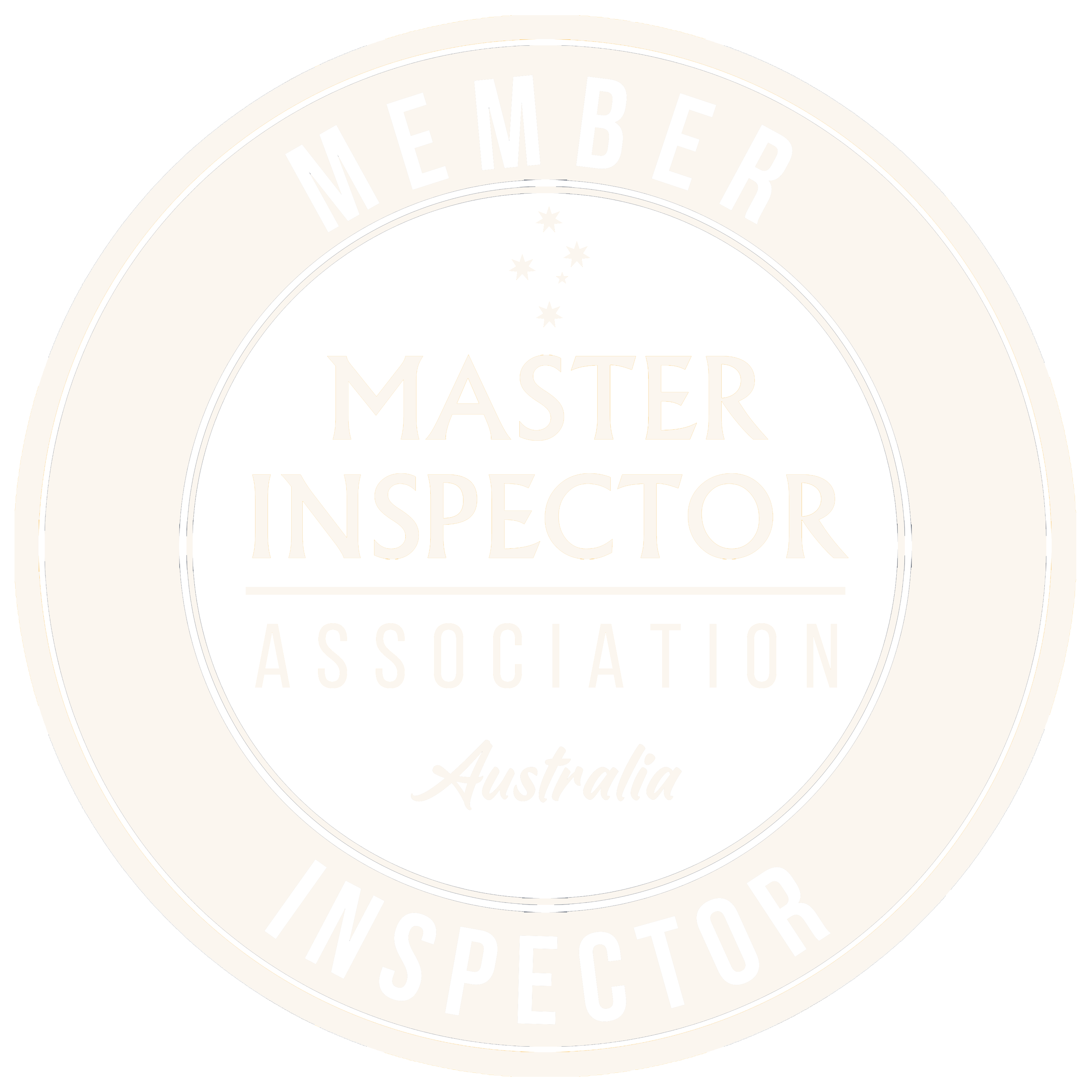Seal of the Master Inspector Association for Australia, featuring a circular design with stars and text.