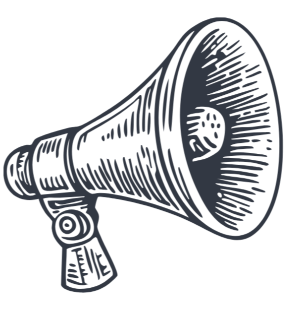 Line drawing of a megaphone.