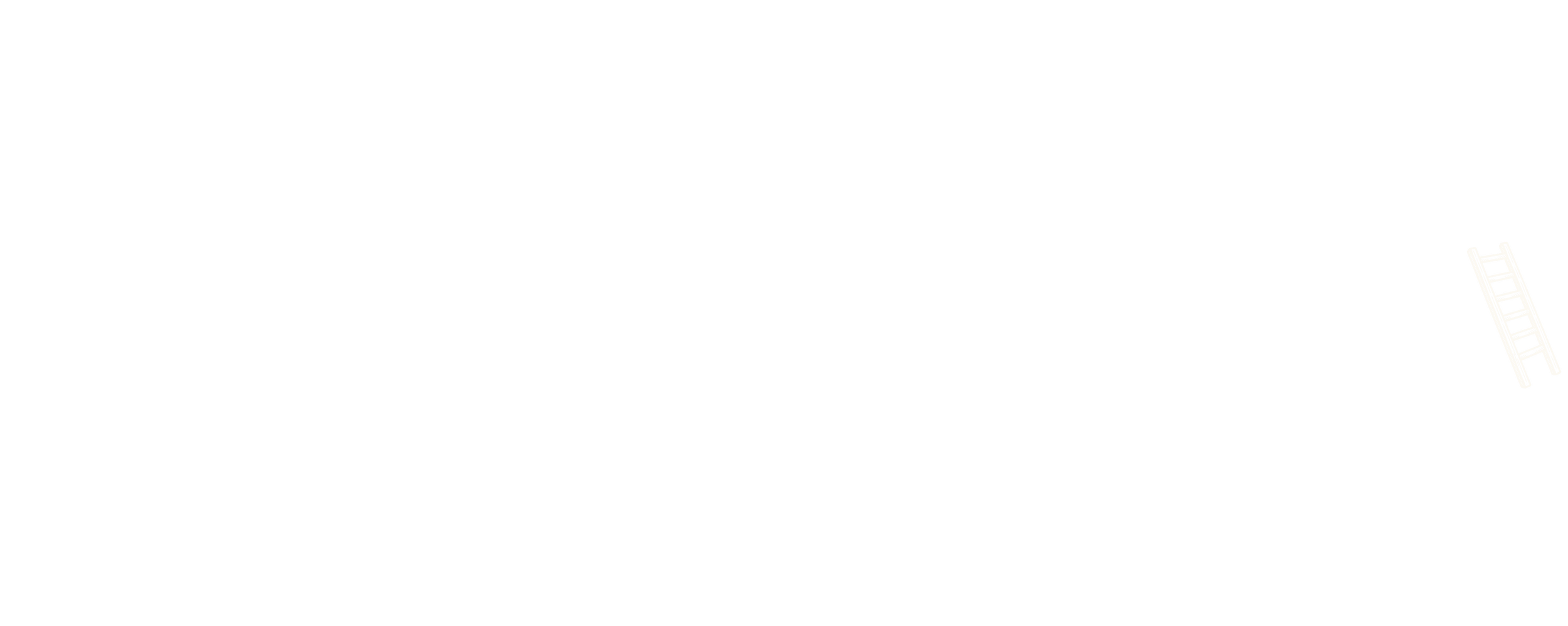 A at sign on a white background with a gray ladder leaning against it.