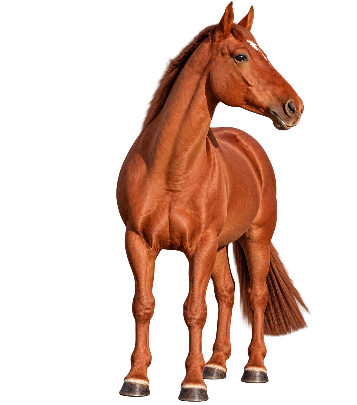 Chestnut mare  standing and looking to the side, illustrating professional equine care by A3 House & Pet Sitting