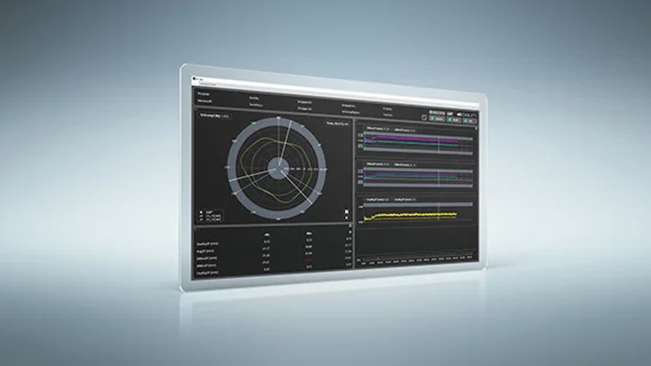Computer monitor displaying a radar or sonar interface with various graphs and data.