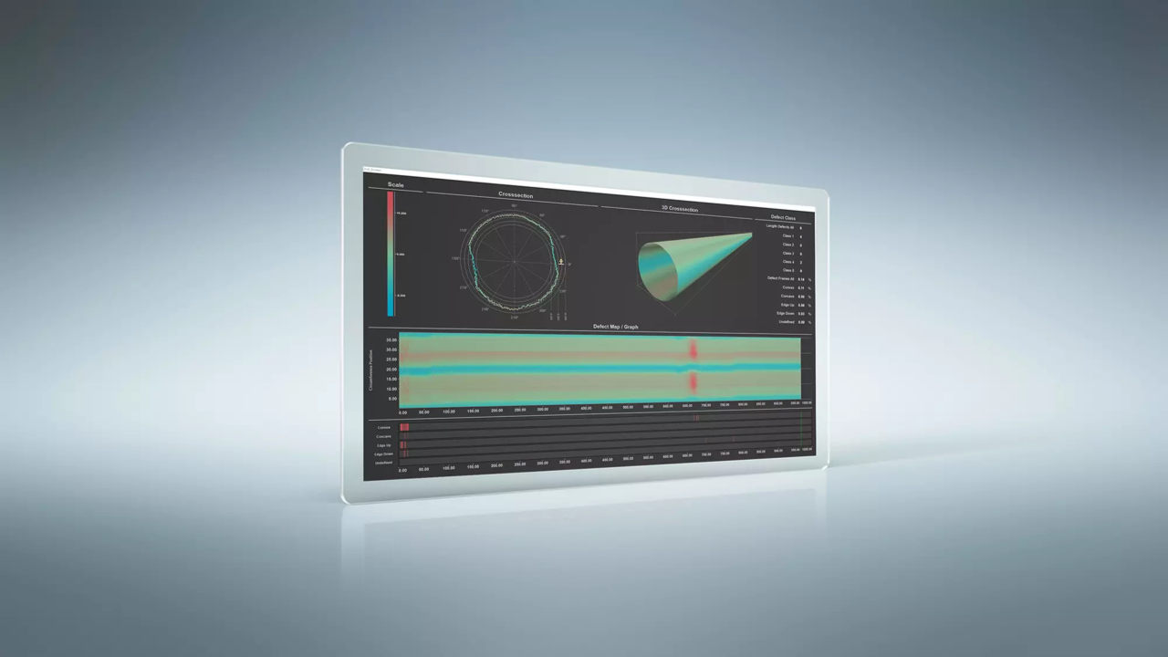 A digital tablet displaying a scientific analysis with graphs and 3D models on a light gradient background.