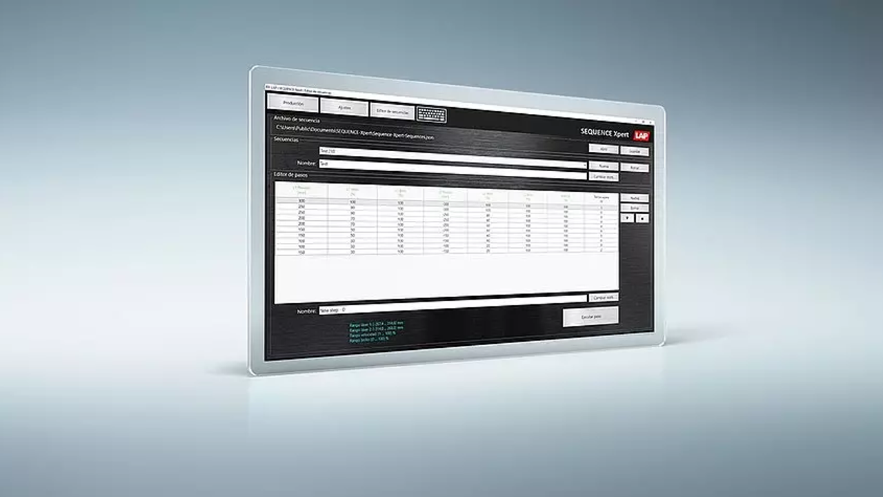Computer screen displaying a sequence editing software interface with tables, options, and text in Spanish.