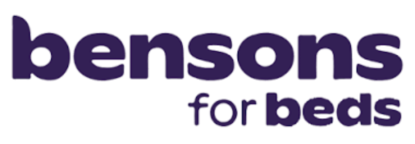 bensons for beds purple on white logo