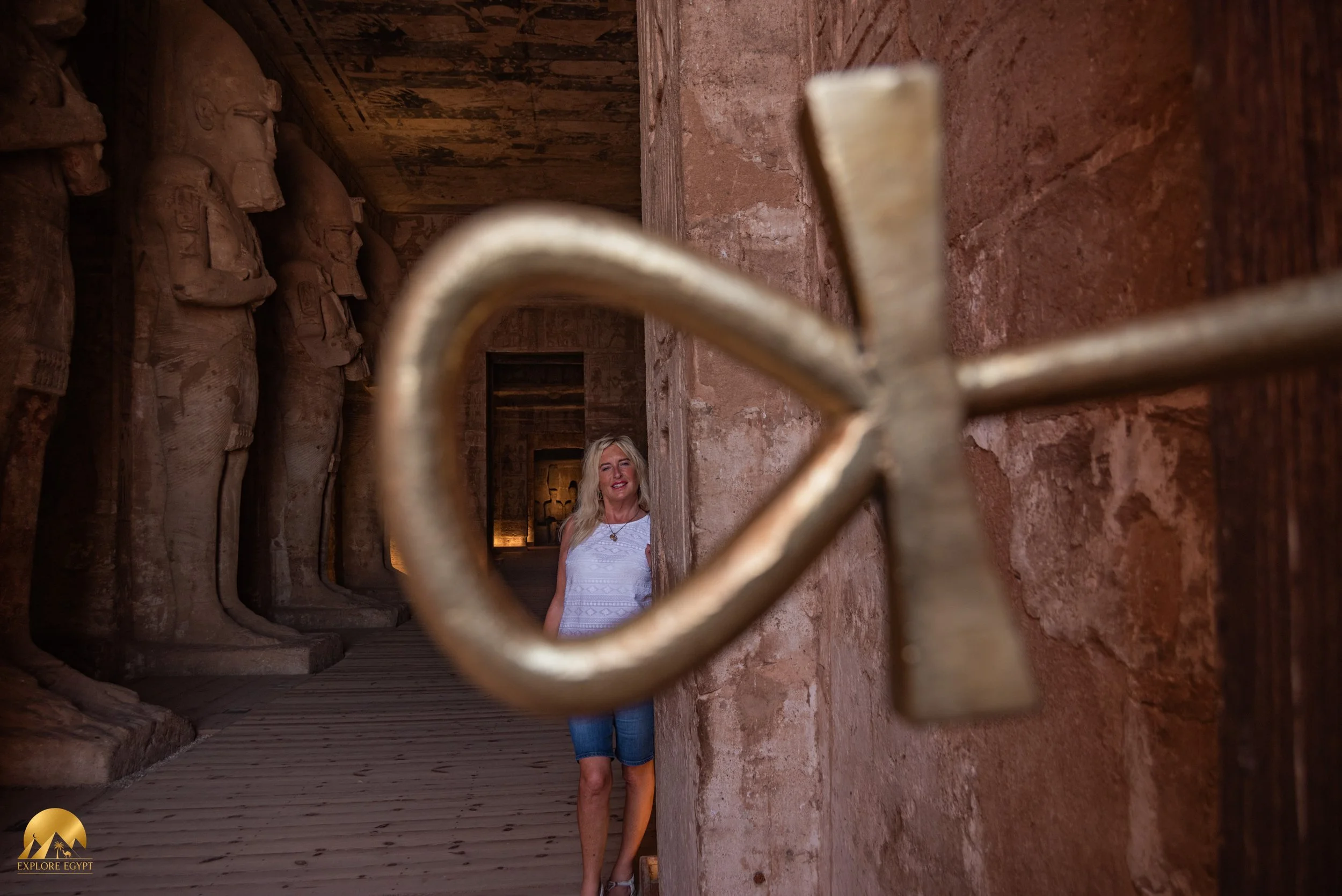 Abu Simbel the famous ancient Egyptian temples in Aswan, magnificently carved with carved statues and hieroglyphs.
