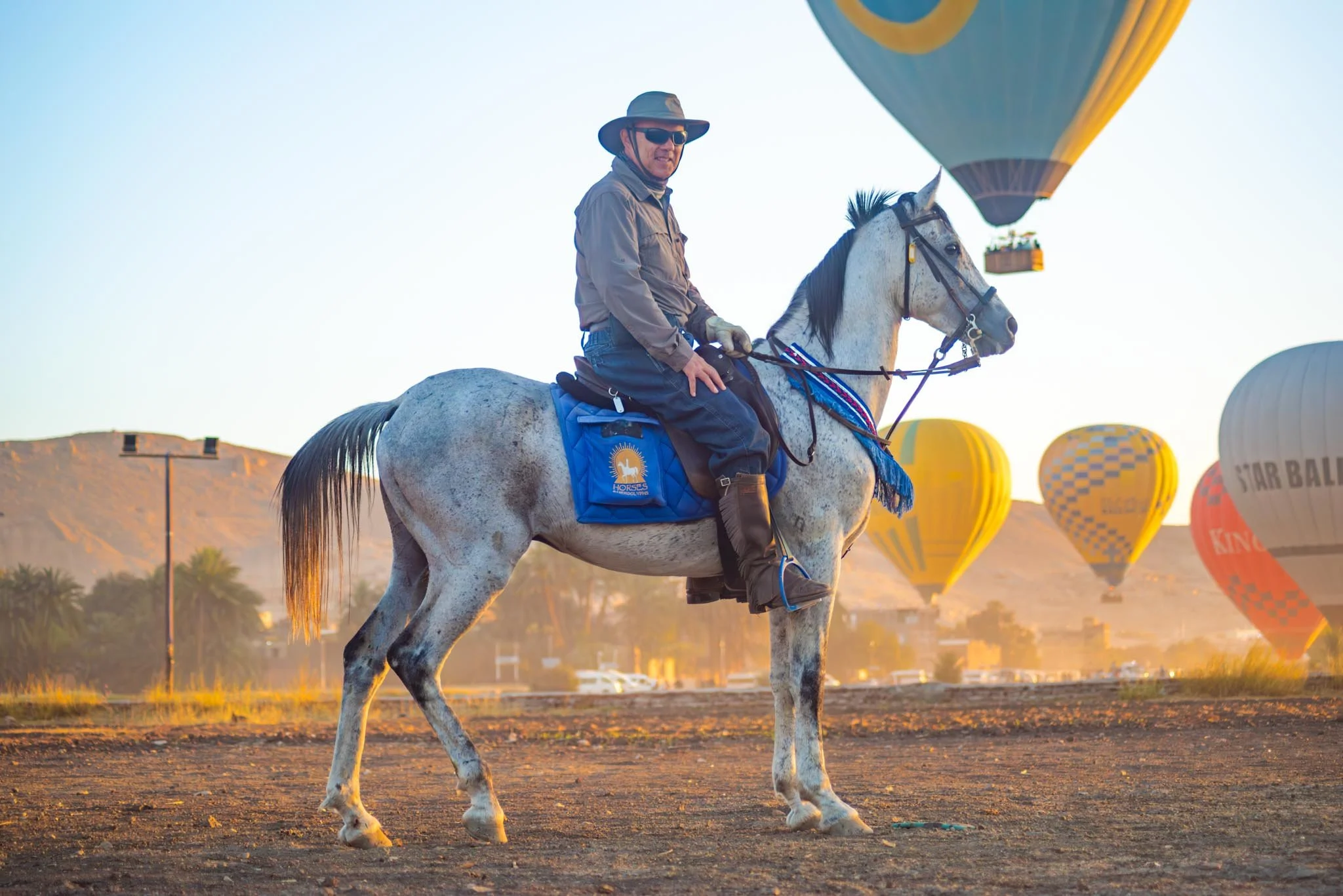 Horse riding excursions in Luxor to see the hot air balloons at sunrise.