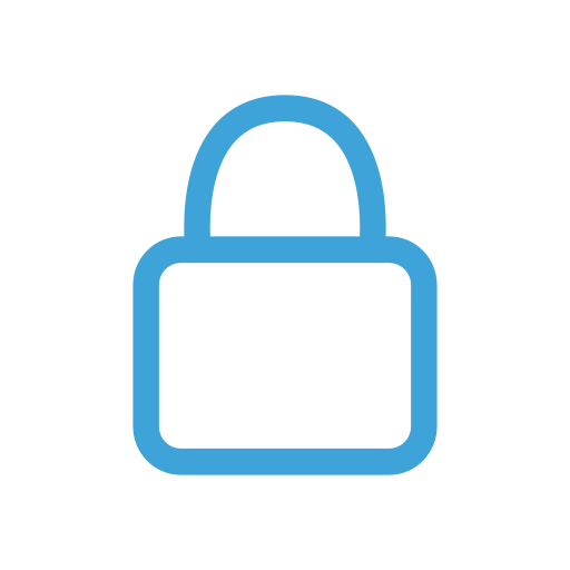 Blue lock icon on a black background.