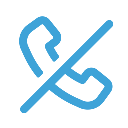 Icon of a telephone with a slash through it, indicating no phone service or no calls.