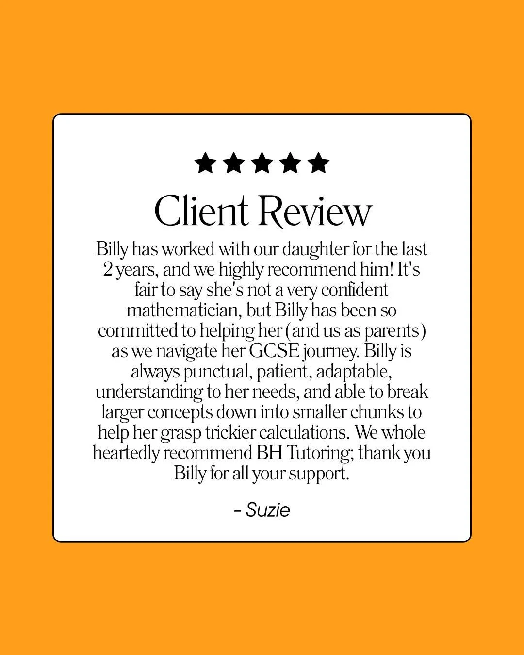 There is nothing more valuable than hearing positive feedback from students and parents.
My aim is simple: make Maths clearer, less stressful, and more achievable.
Thank you for the wonderful review and for allowing me to be part of your child's GCSE