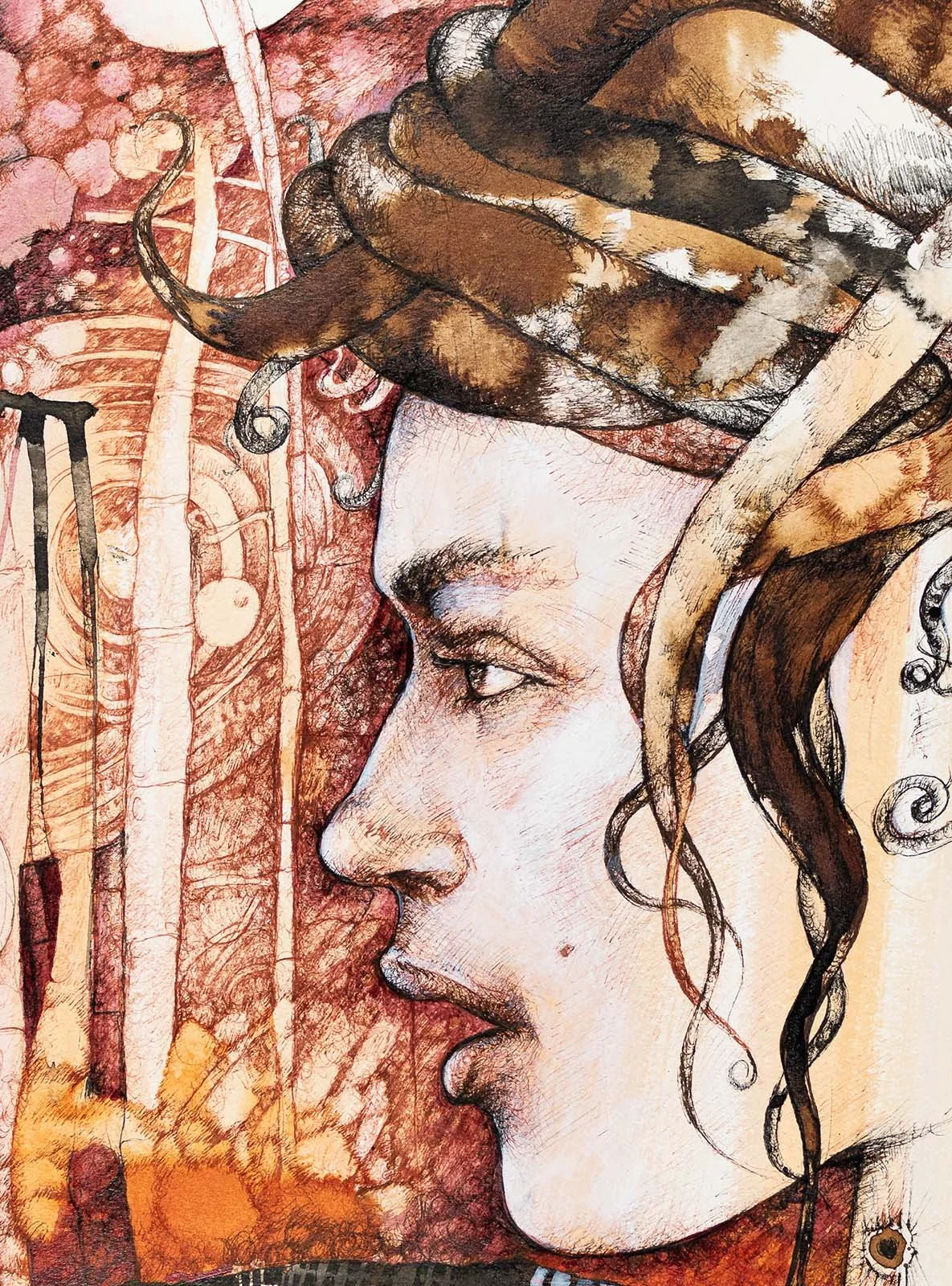Medusa Gorgon. Ink on paper. 46 × 61 cm. 2018. Available