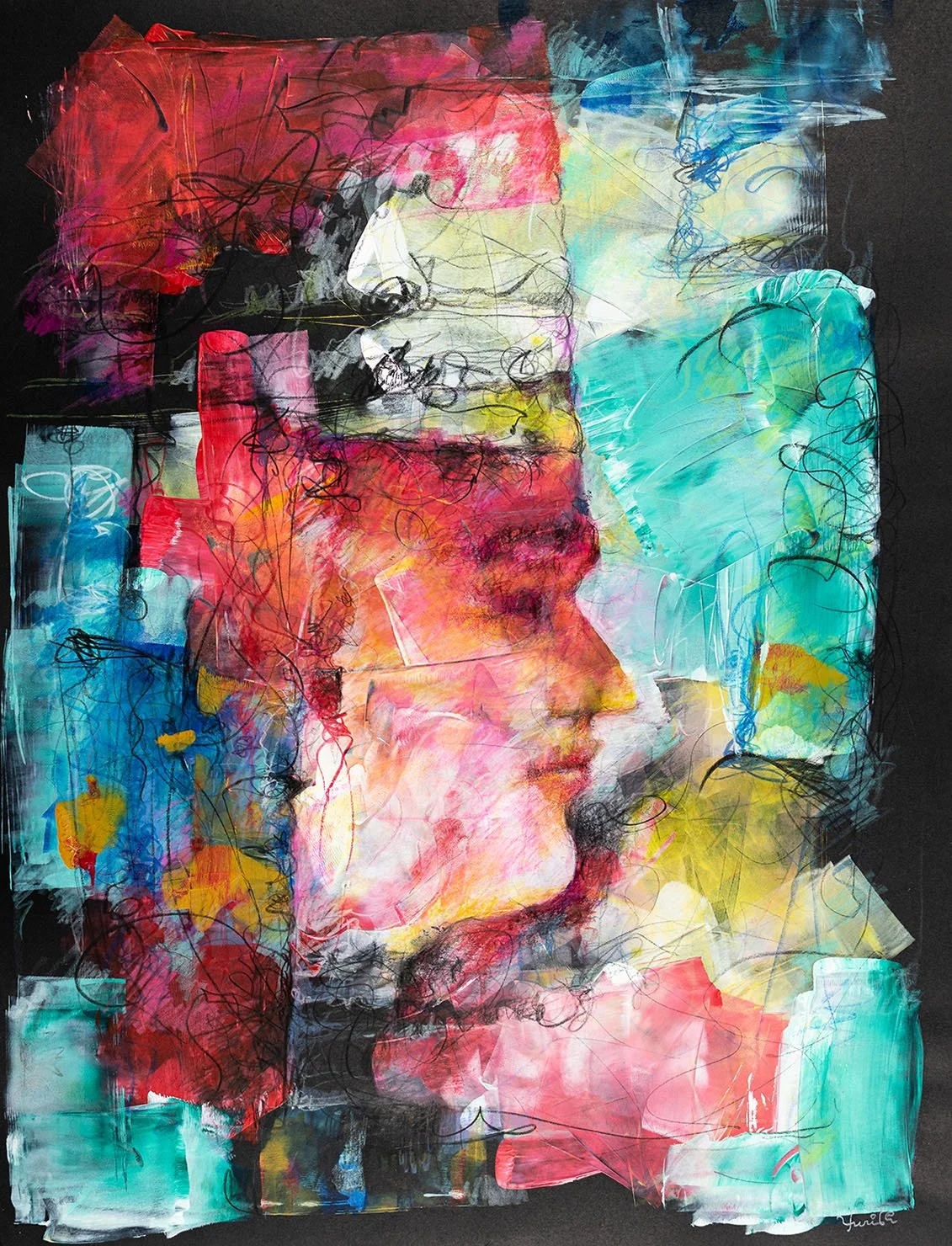 Elizabeth, acrylic and colour pencils on paper, 46 by 60 cm, 2020, Yuri Kaplunovich