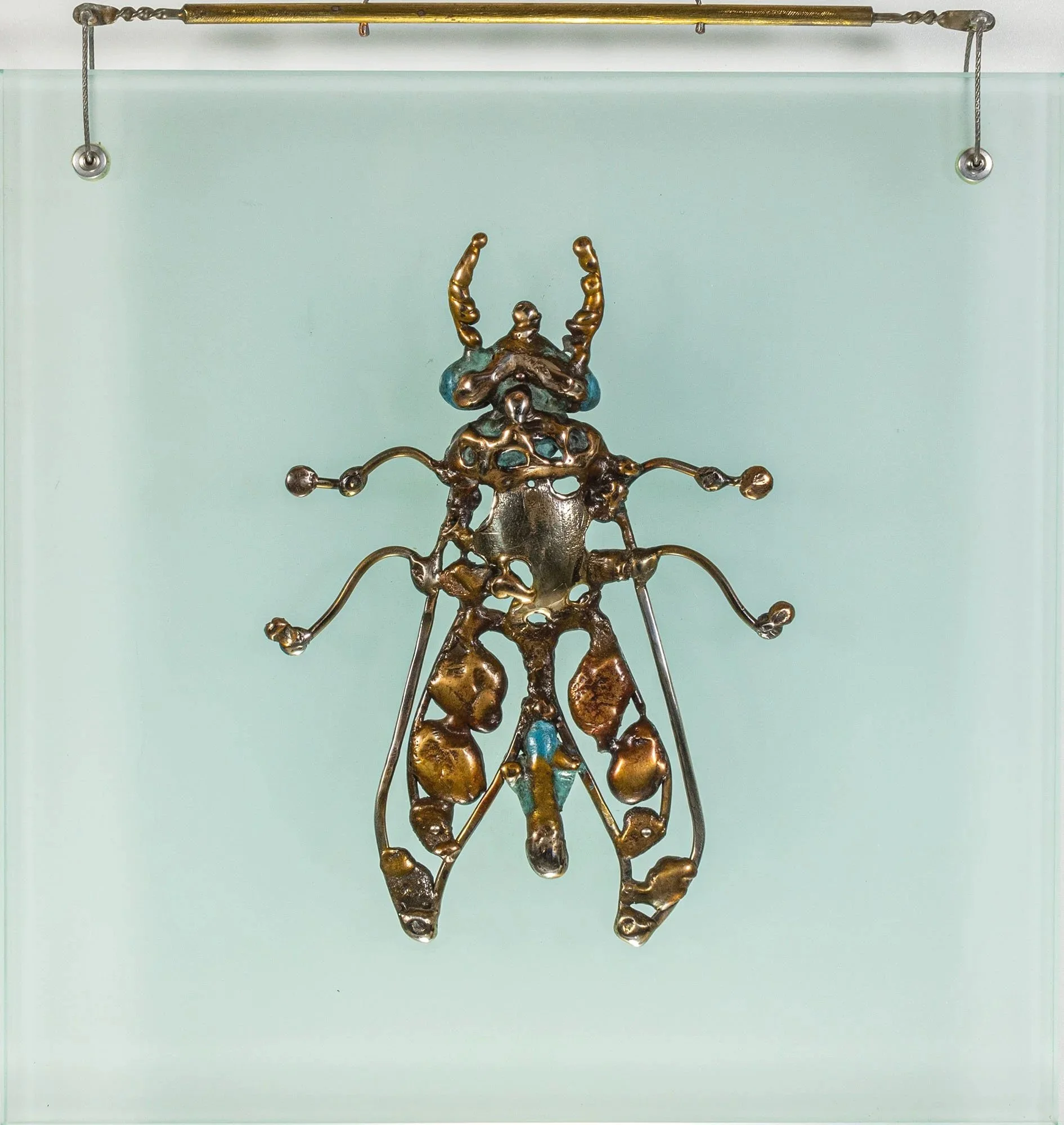 Blue Fly. 2007. Patinated bronze, brass, silver, stainless steel, glass. 33 x 38 cm. Available.