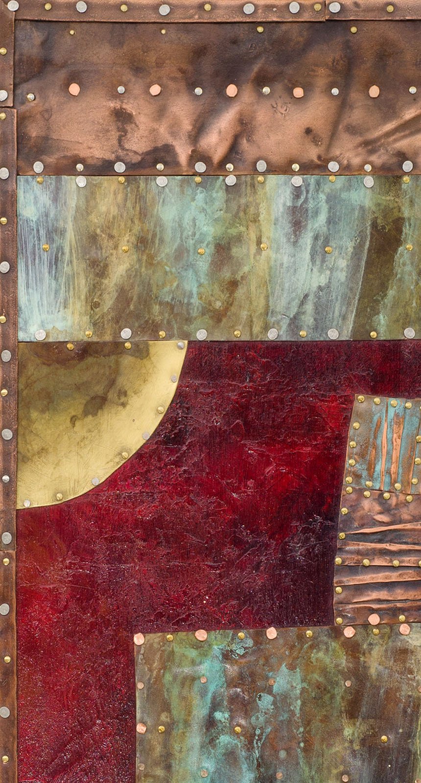 Sunset.
Patinated copper, brass, and mixed metals
61 × 30 cm · 2008.
Private Collection