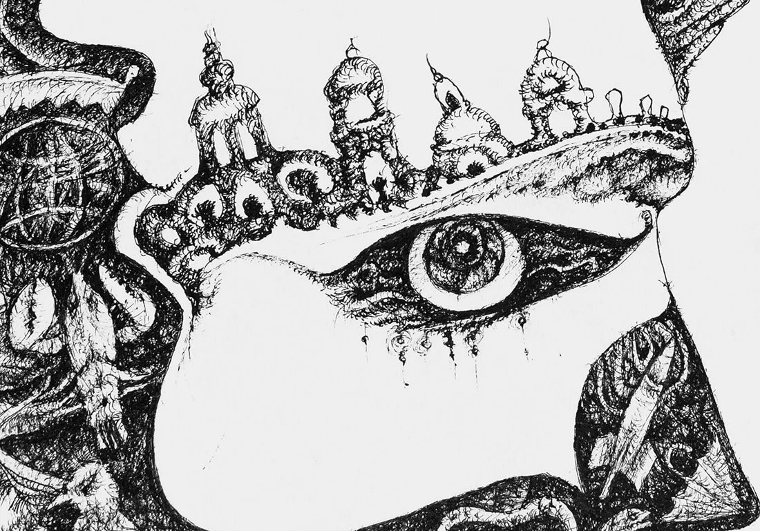Two Queens · Ink on paper · 30 × 46 cm · 2018 · Available