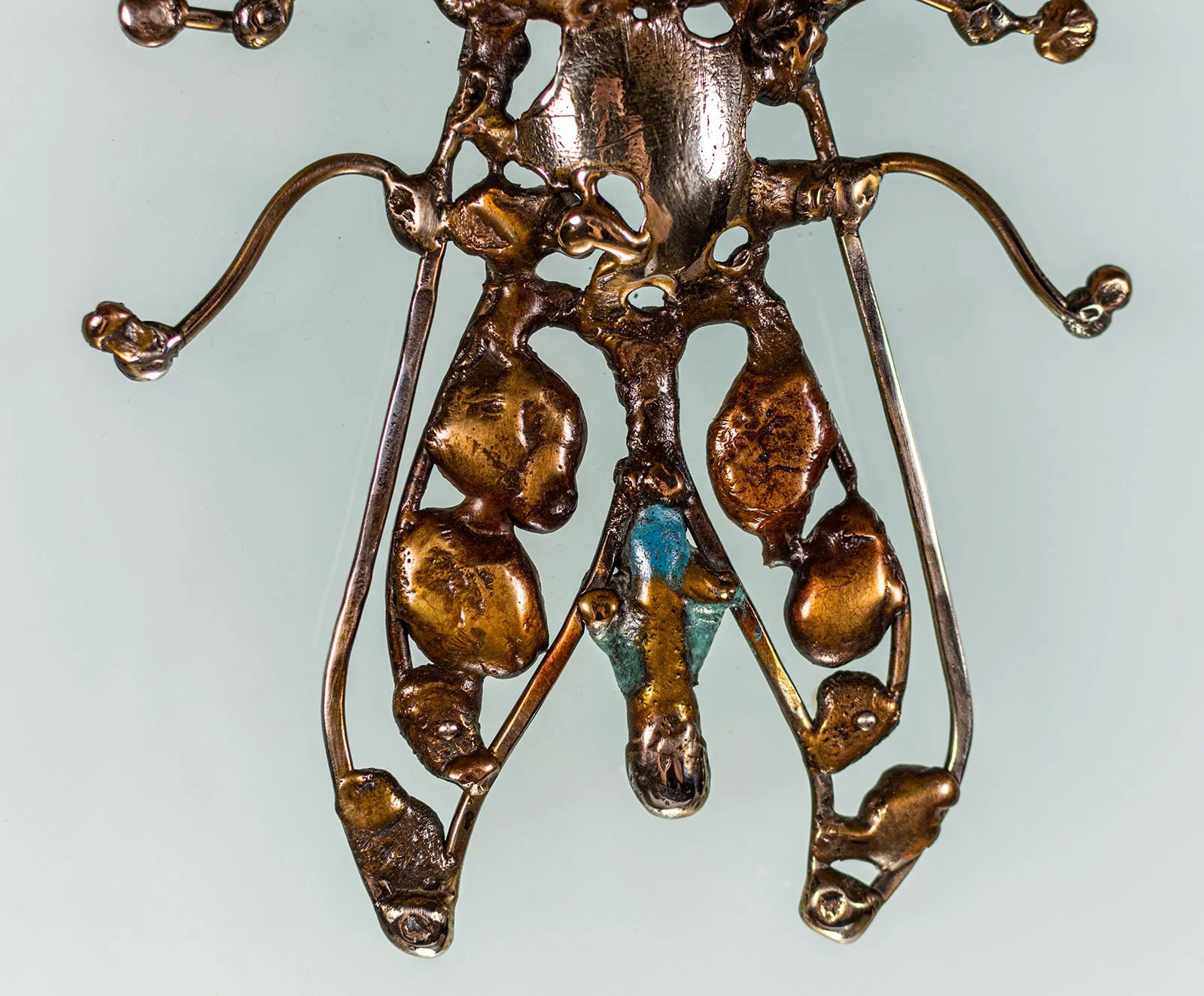 Blue Fly. 2007. Patinated bronze, brass, silver, stainless steel, glass. 33 x 38 cm. Available.