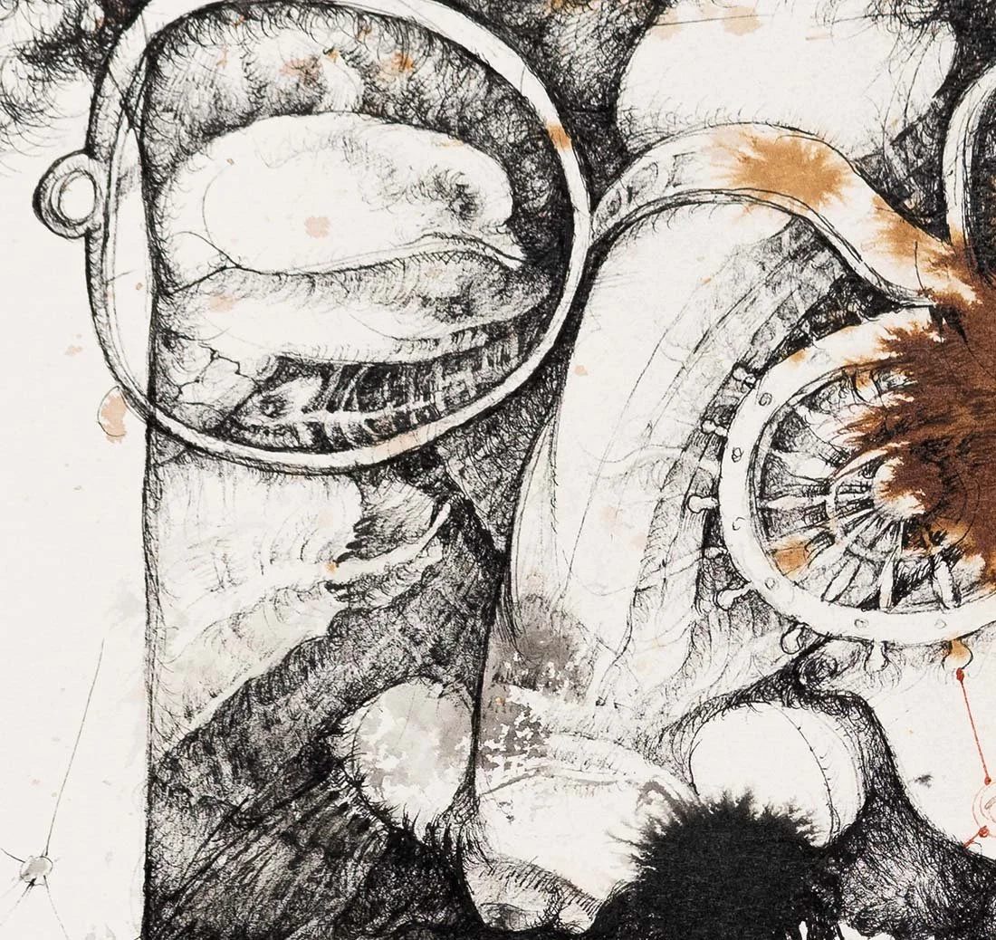 Dreams of the Dreamer · 
Ink on paper · 40 × 46 cm · 2018
Available