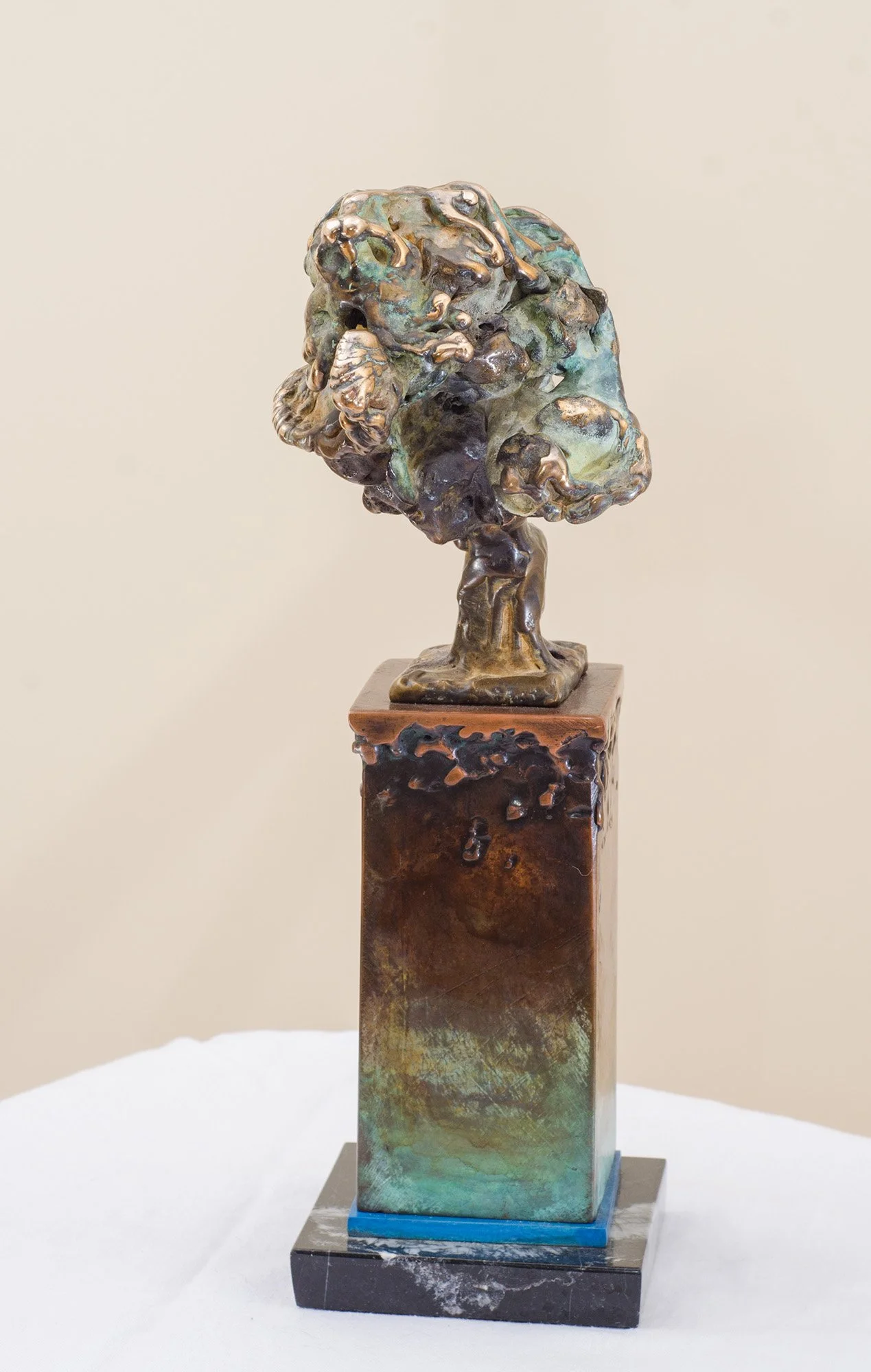 Inner Silence. 2017. Patinated bronze, copper, marble. 17 x 10 x 36 cm. Available