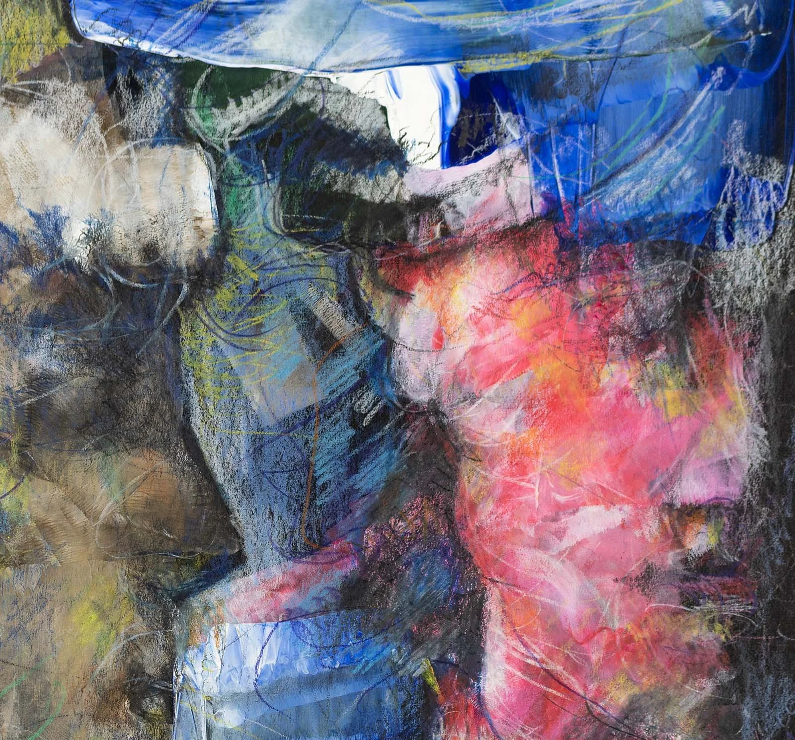Unspoken. Acrylic, ink, colour pencils on paper. 29 × 42 cm. 2020. Available
