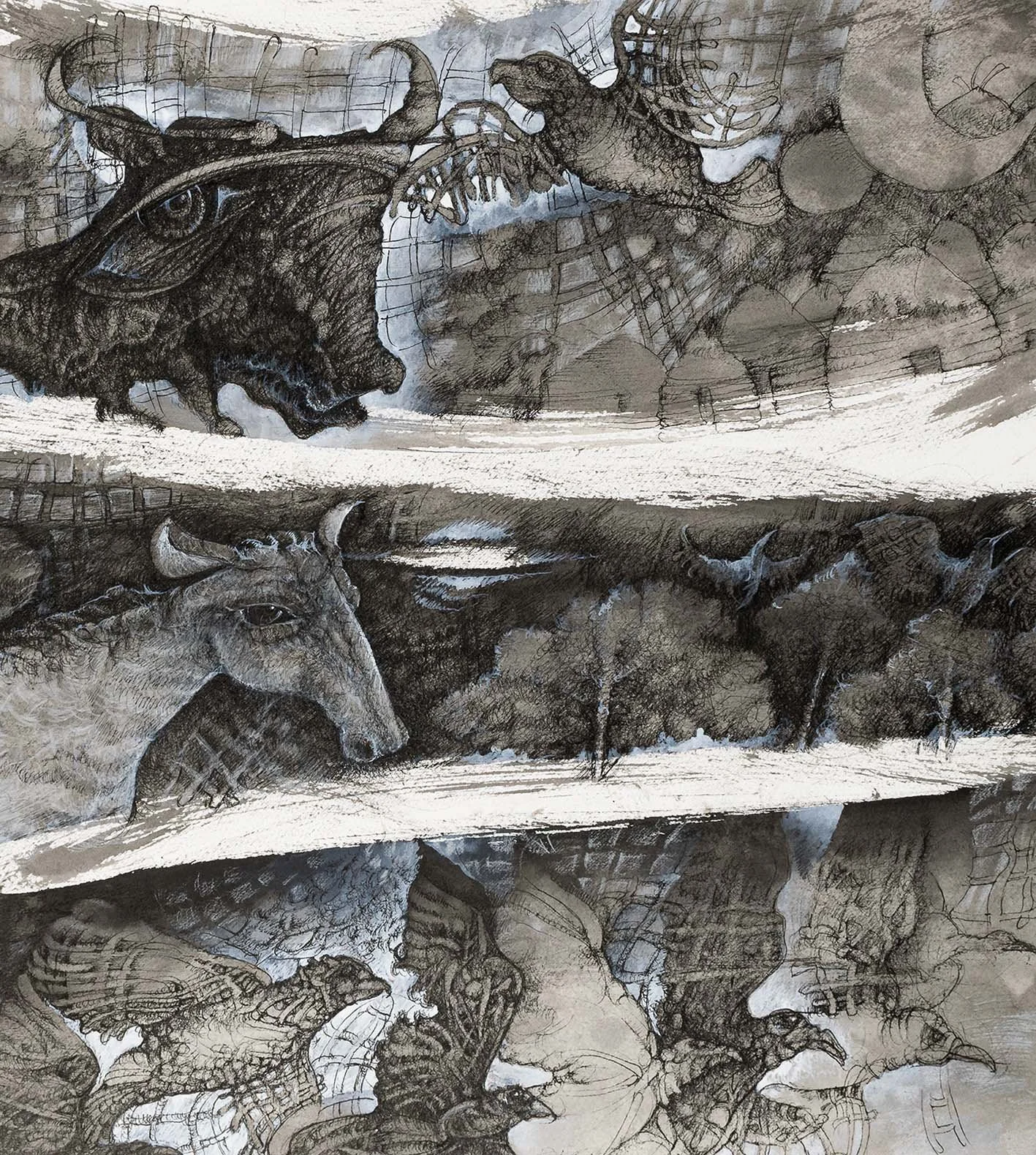 Four Stories of Breaking Free
Ink on paper · 58 × 76 cm · 2018
Available