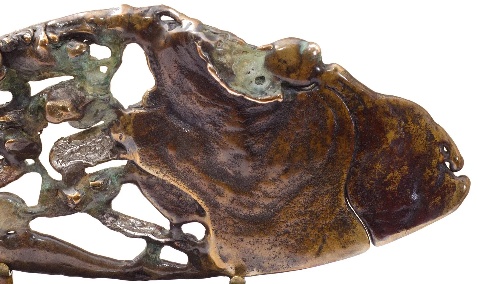 Fugu Fish. 2007. Patinated brass, bronze, stainless steel, marble. 41 x 20 cm. Available
